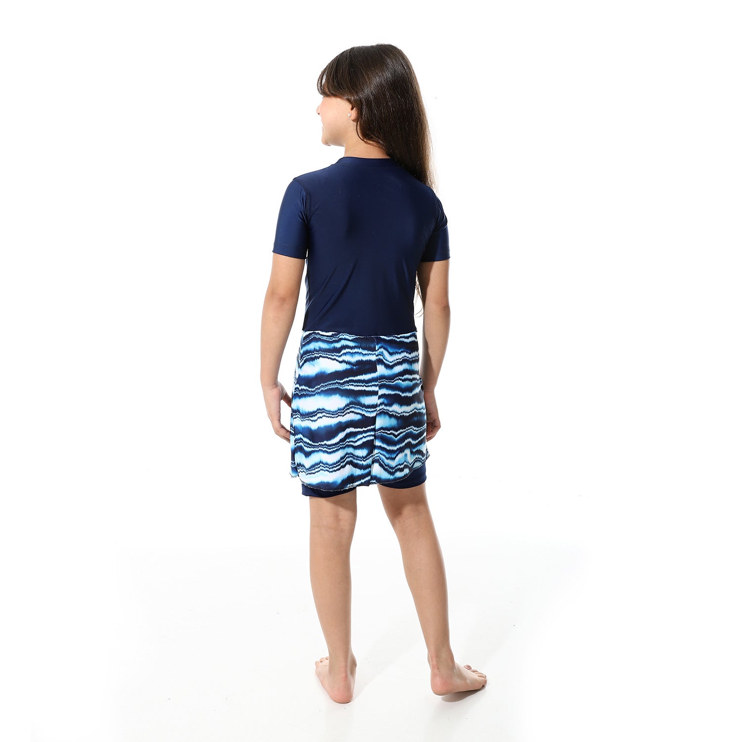 GIRLS GRAPHIC S/S SWIMWEAR - NAVY