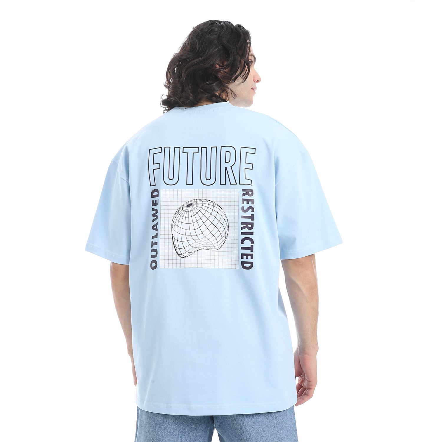 FUTURE PRINT OVERSIZED T-SHIRT - BABYBLUE