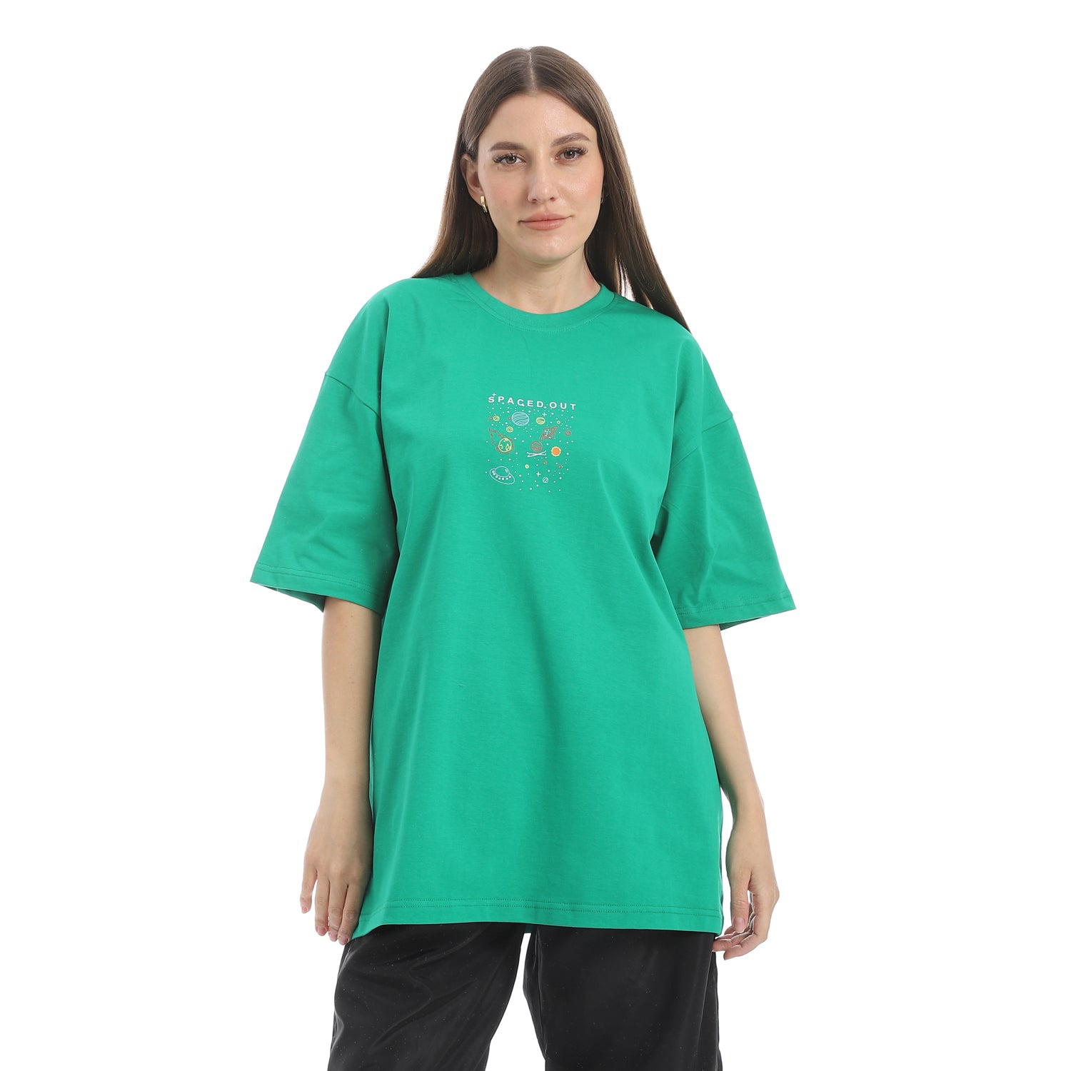 SPACED OUT OVERSIZED T-SHIRT - GREEN