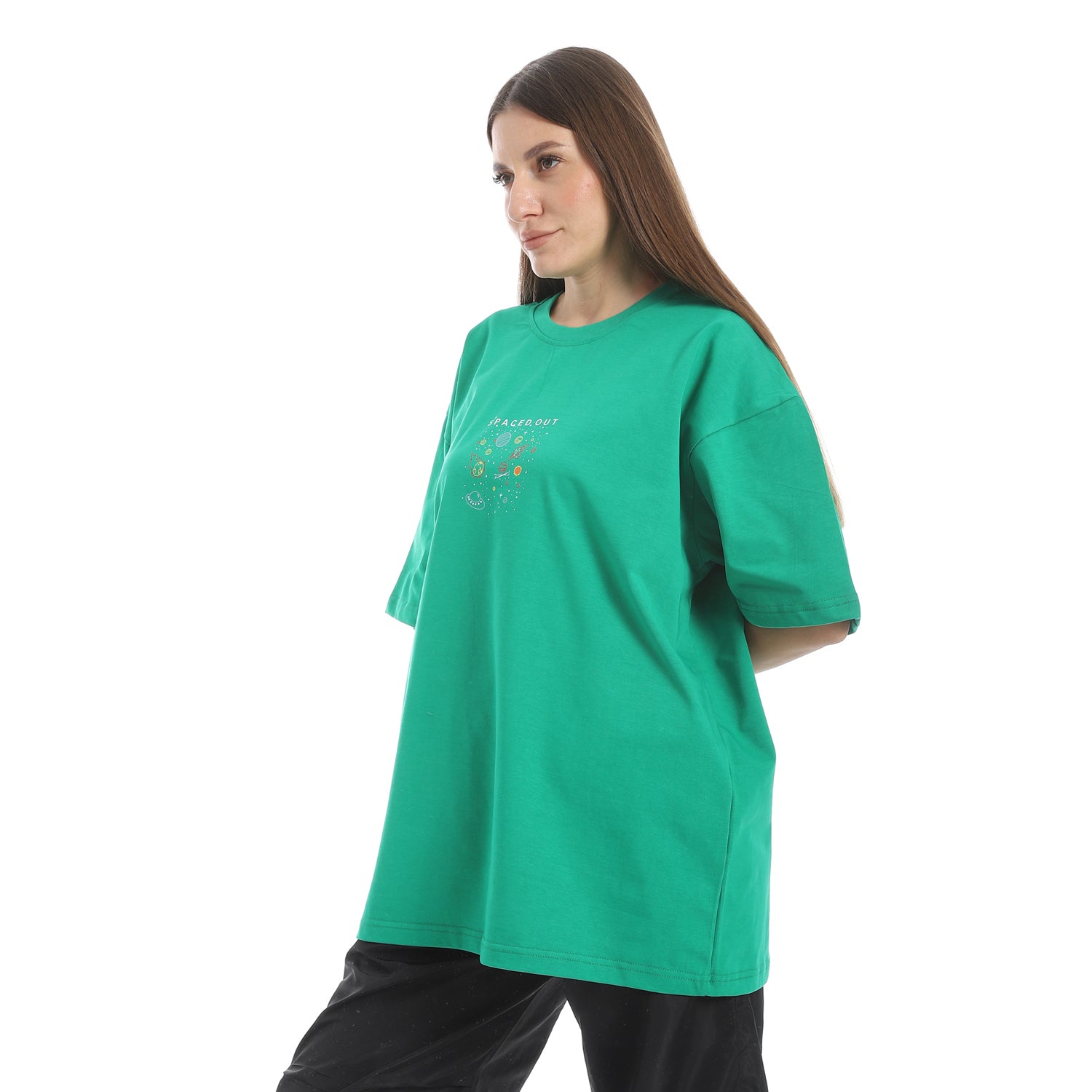 SPACED OUT OVERSIZED T-SHIRT - GREEN