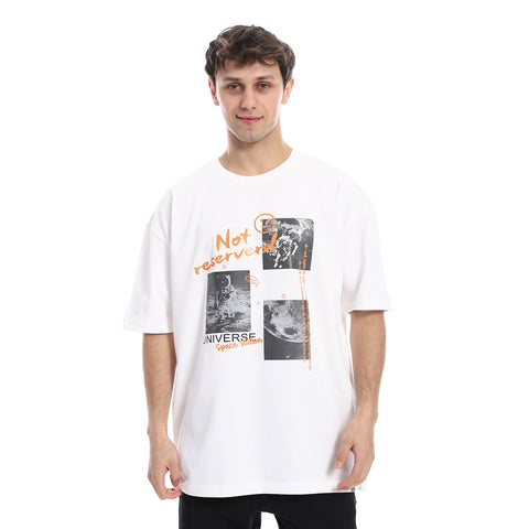 OVERSIZED SPACE PRINT T-SHIRT - WHITE