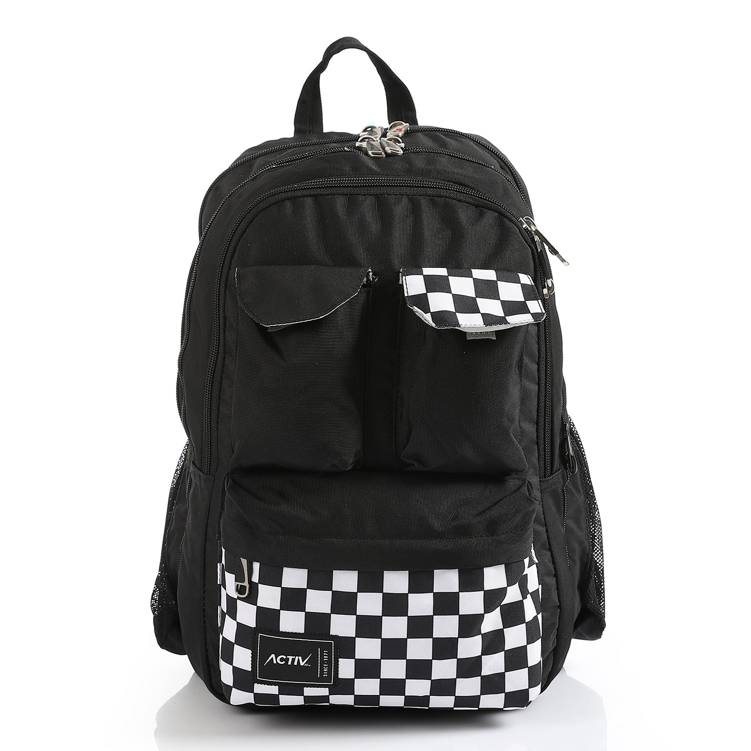 ACTIV LAPTOPCELL+IPAD BACKPACK - اسود*اسود*مربعات*رمادى فاتح*اسود