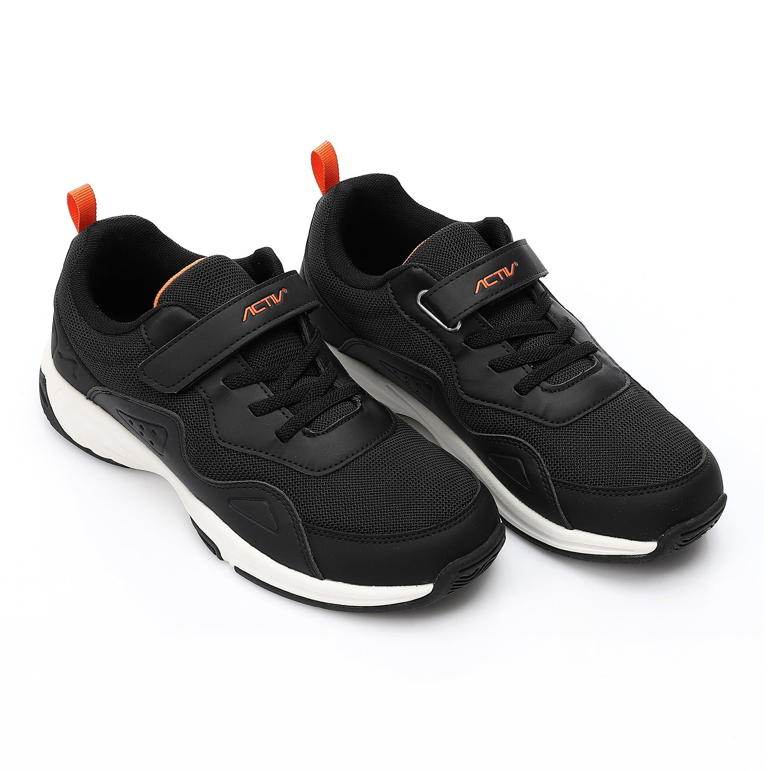 ACTIV BOY'S VELCRO SHOES - اسود*برتقالي