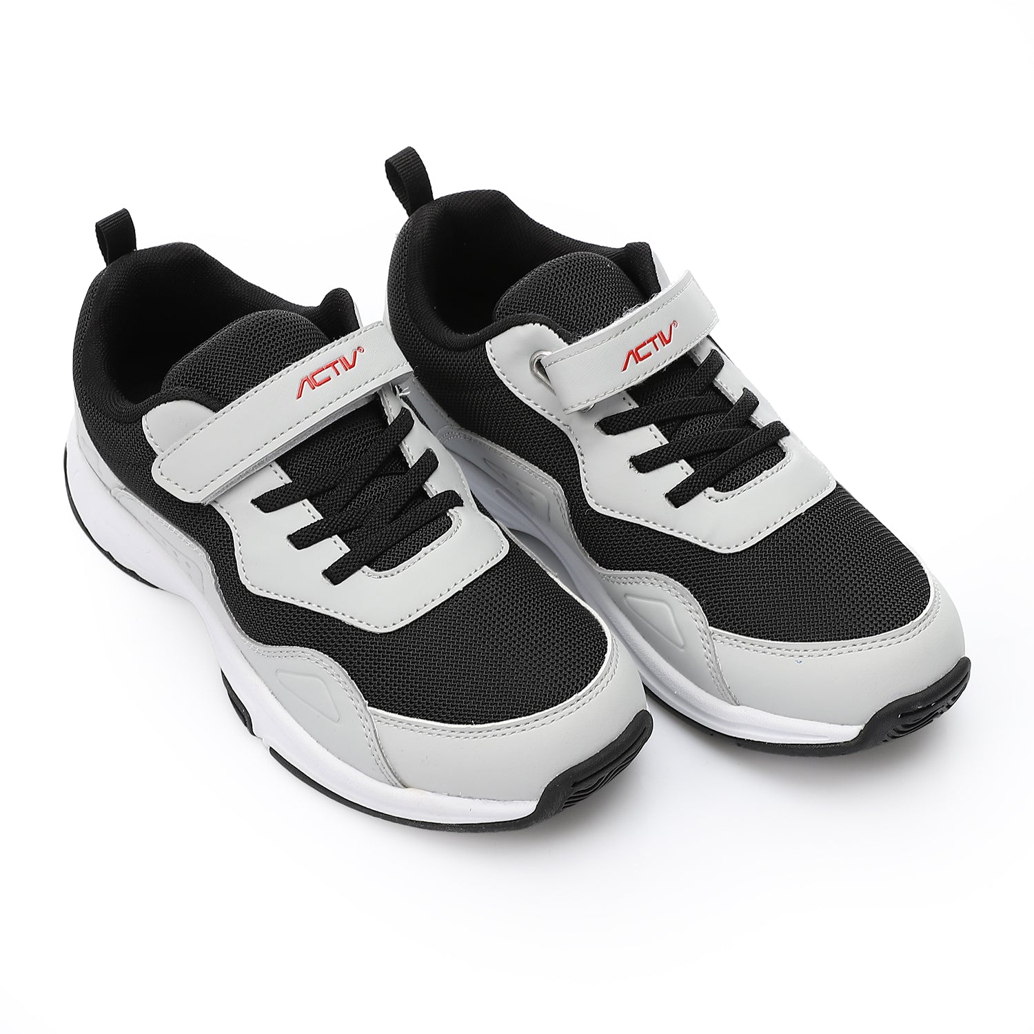 ACTIV BOY'S VELCRO SHOES - رمادى فاتح*اسود