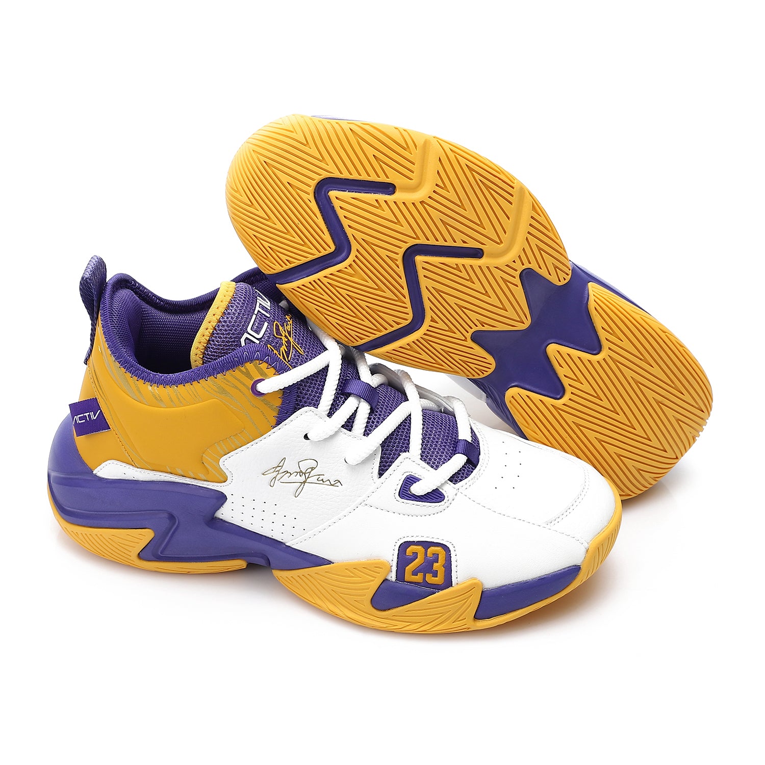 ACTIV MEN'S BASKETBALL SHOES - ابيض*اصفر*بنفسجى