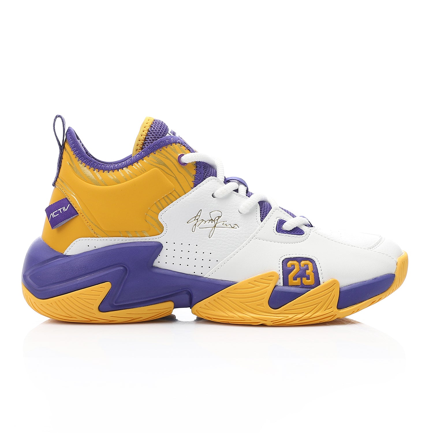 ACTIV MEN'S BASKETBALL SHOES - ابيض*اصفر*بنفسجى