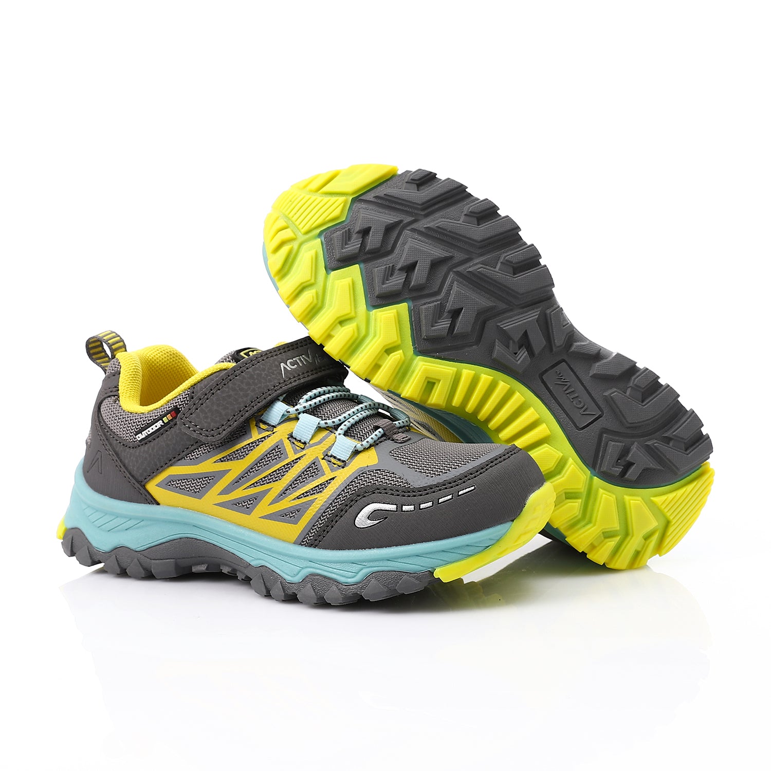 حذاء فاشون اكتف اطفالى - رمادى*اصفر*تركواز