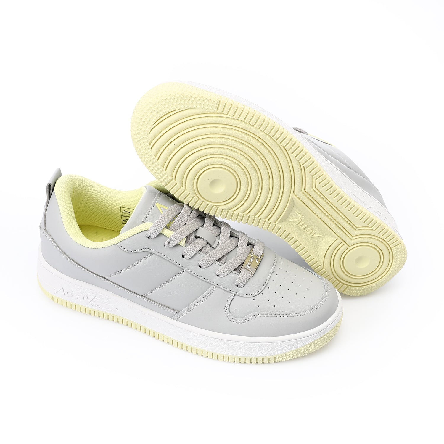 حذاء فاشون اكتف حريمى - رمادي*اصفر فاتح