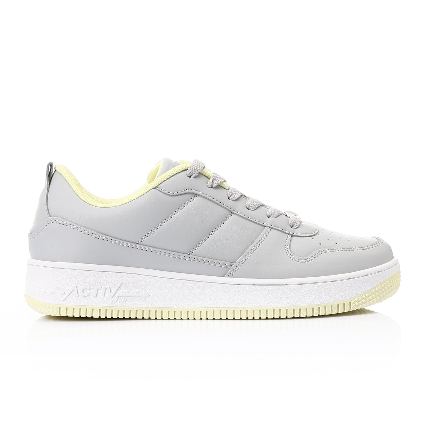 حذاء فاشون اكتف حريمى - رمادي*اصفر فاتح