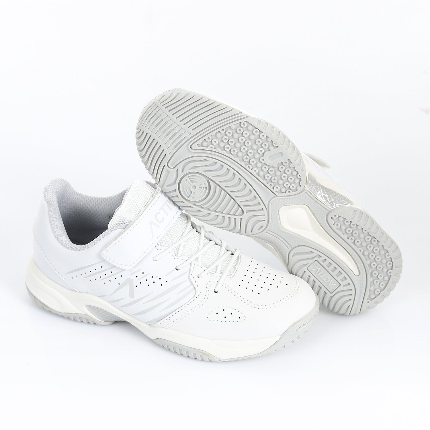 ACTIV FASHION VELCRO SHOES - WHT*L.GY