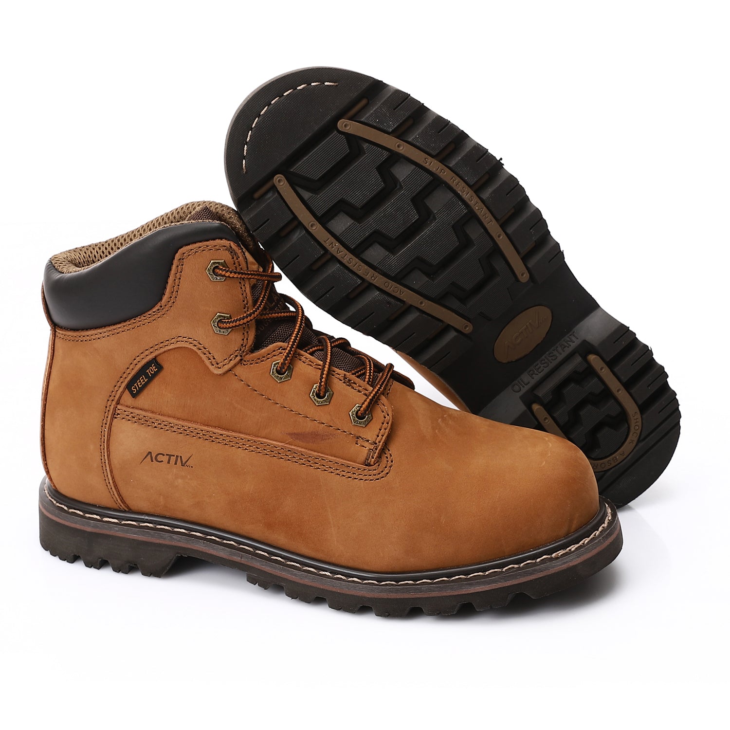 ACTIV MEN'S SAFETY SHOES - BROWN