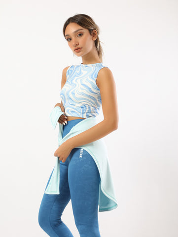 HEATHER HIP COVER WITH SLEEVES - BLUE