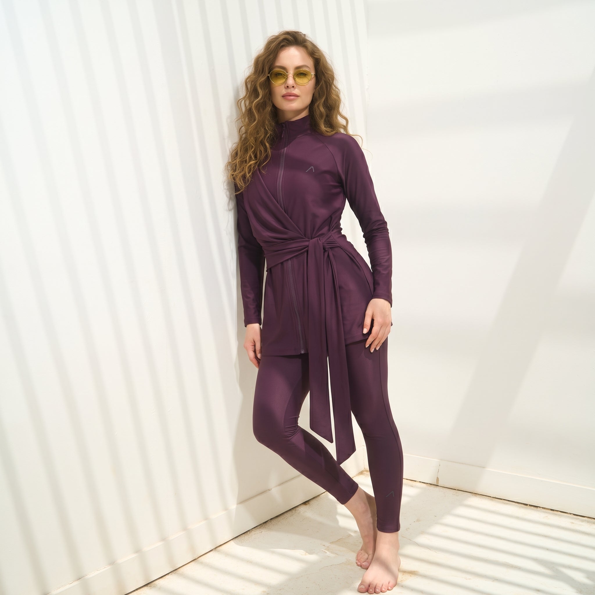 CREATIVE WARP ZIP BURKINI SET - D.PURPLE