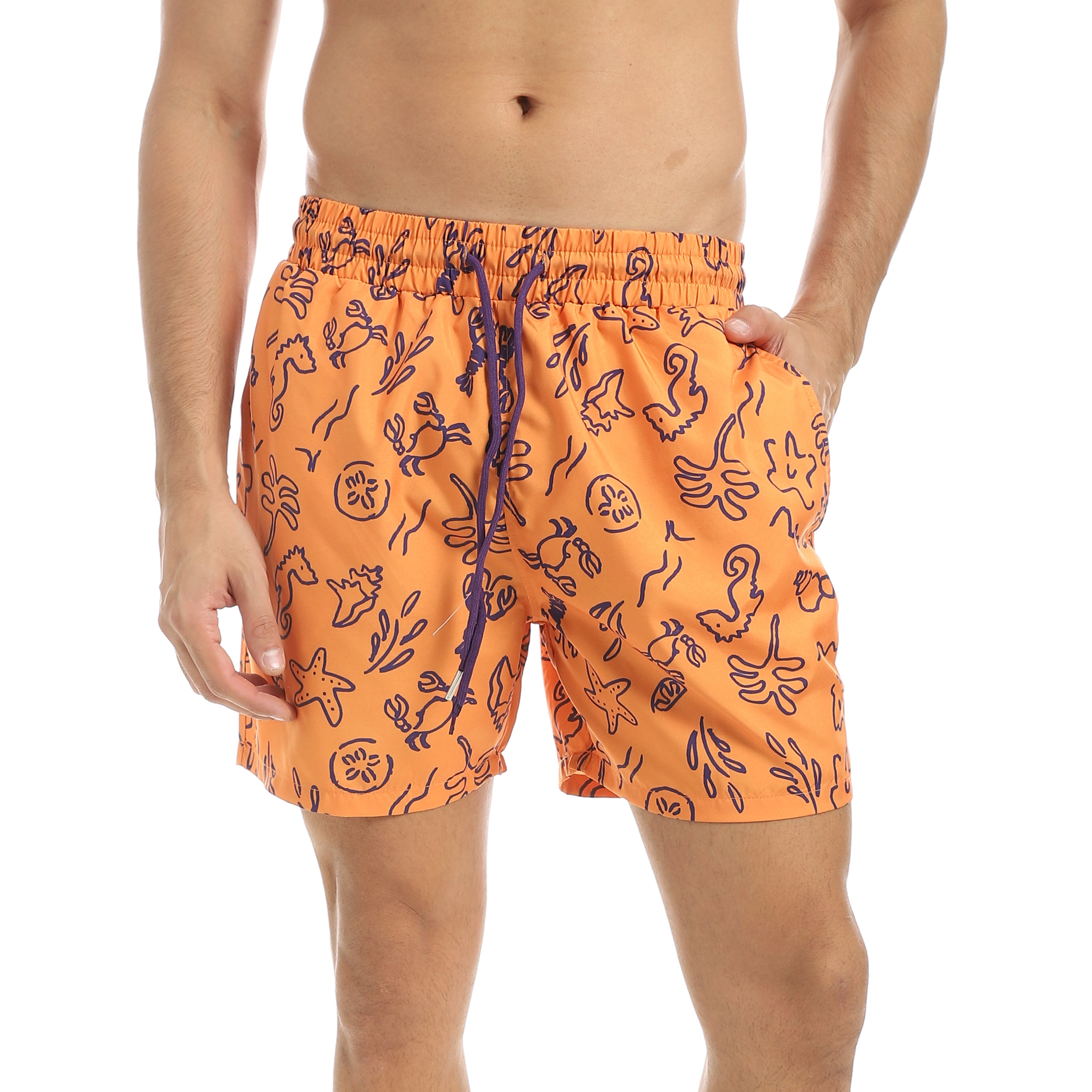 SEA DOODLES SWIM SHORT - ORANGE