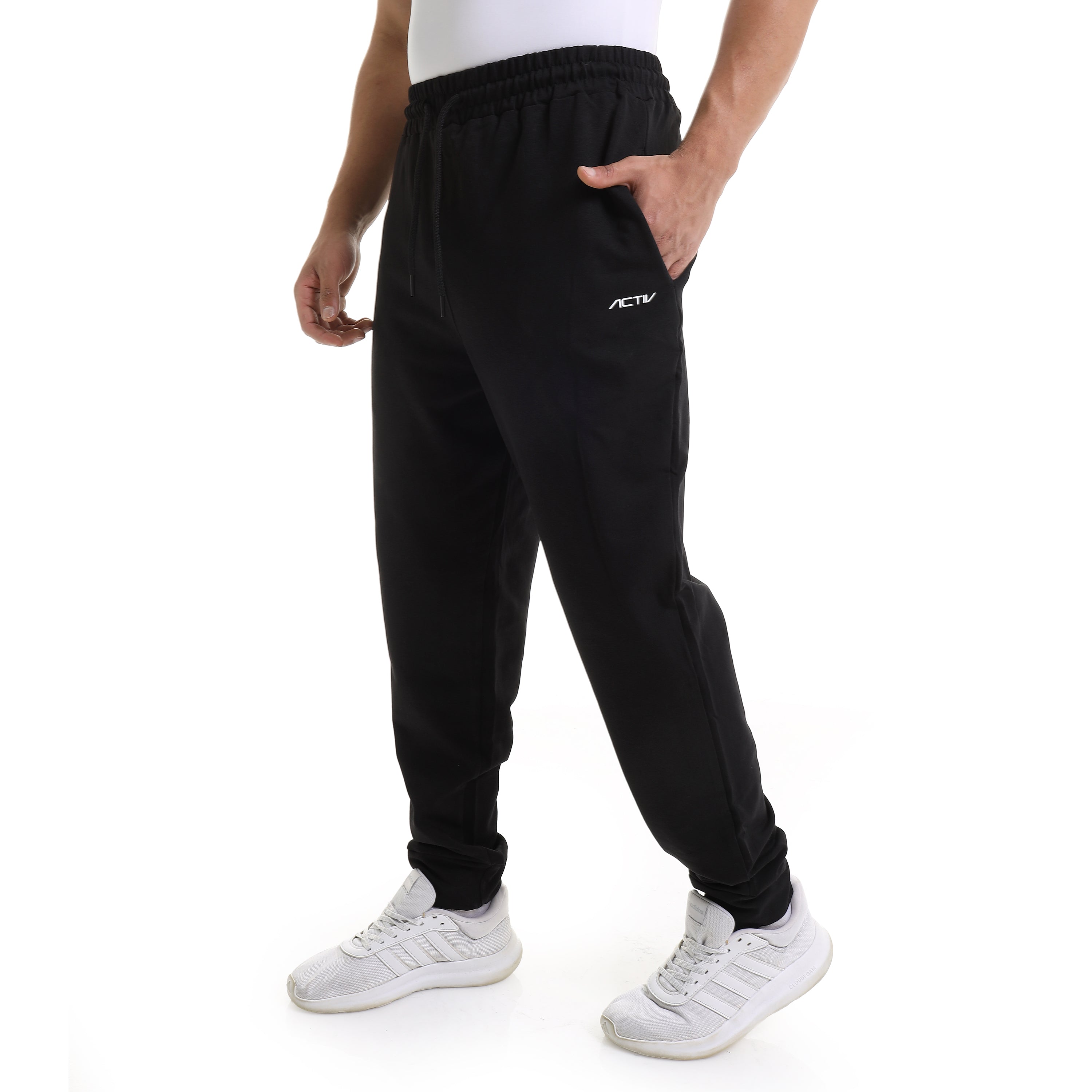 LETTER LOGO PRINT SWEATPANTS - BLACK