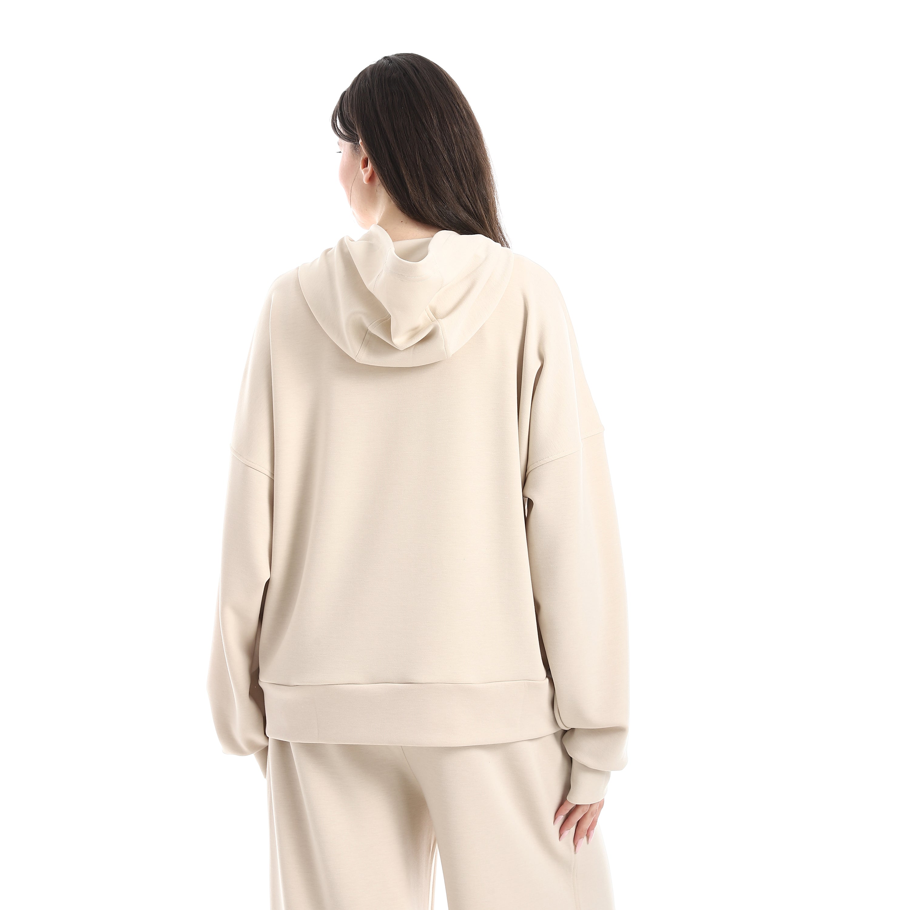 BOX CROPPED HOODIE - BEIGE