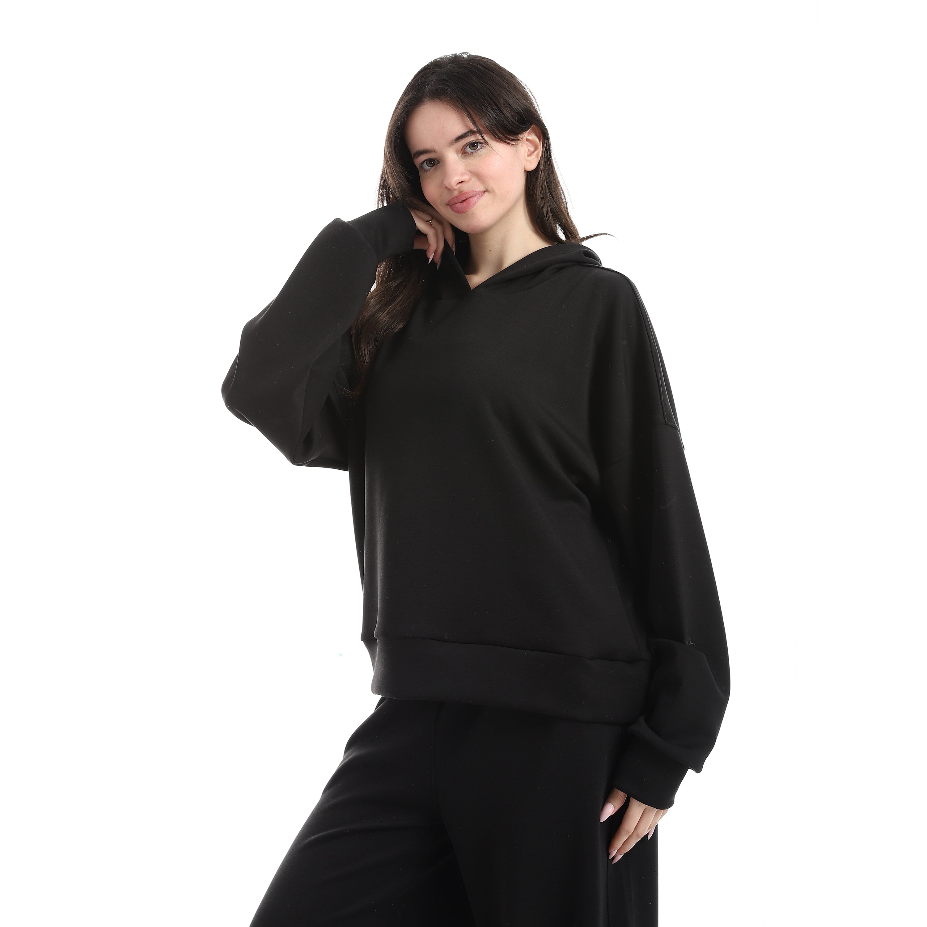 BOX CROPPED WIDE LEG PANTS - اسود