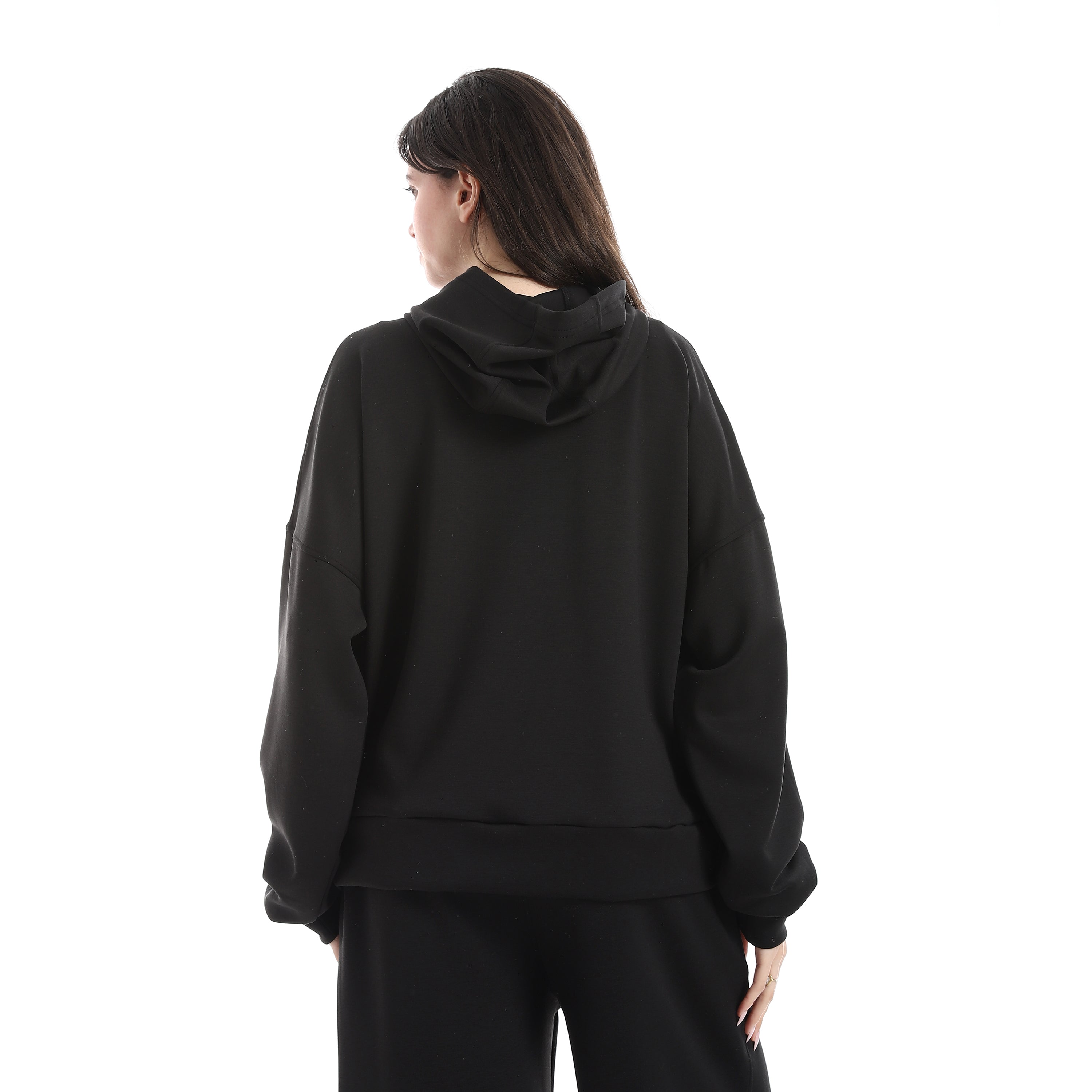 BOX CROPPED HOODIE - BLACK