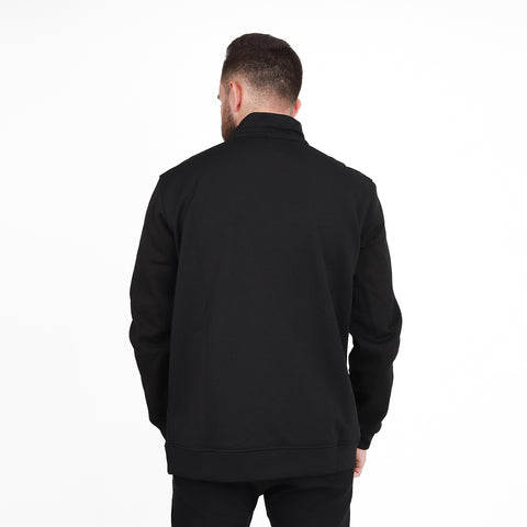 CREW NECK ZIPPER JACKET - BLACK