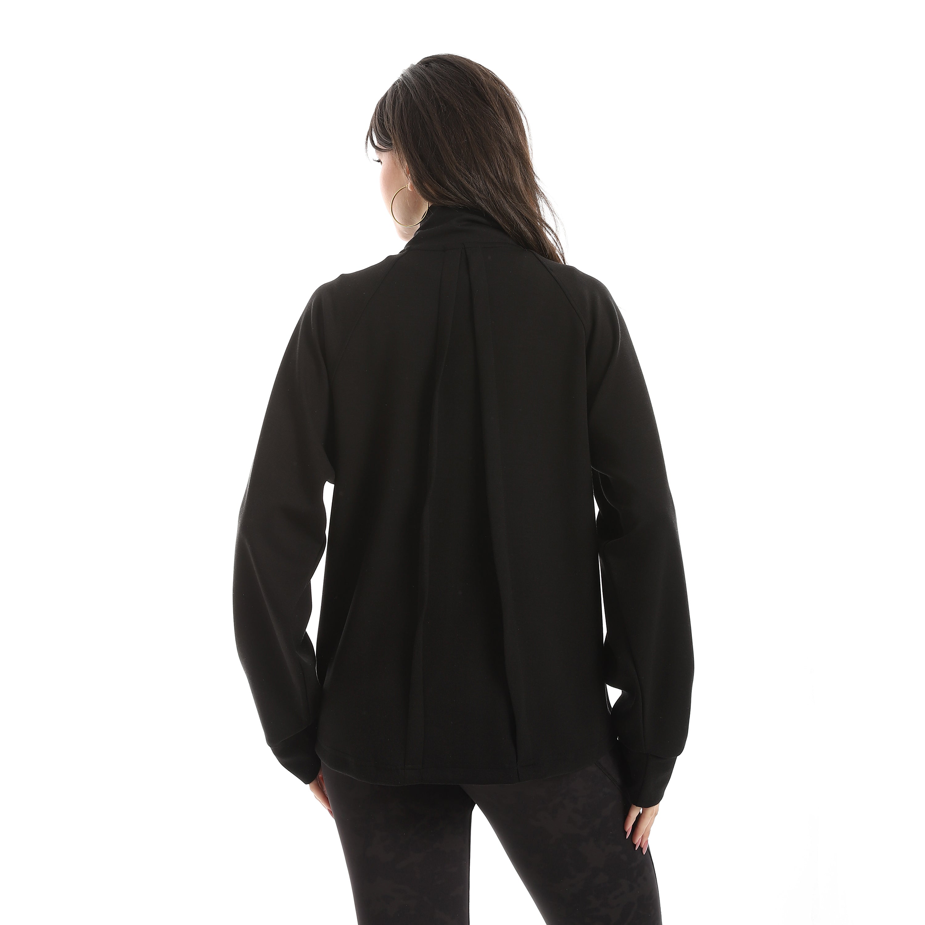 PLEATED BACK TIGHT JACKET - BLACK