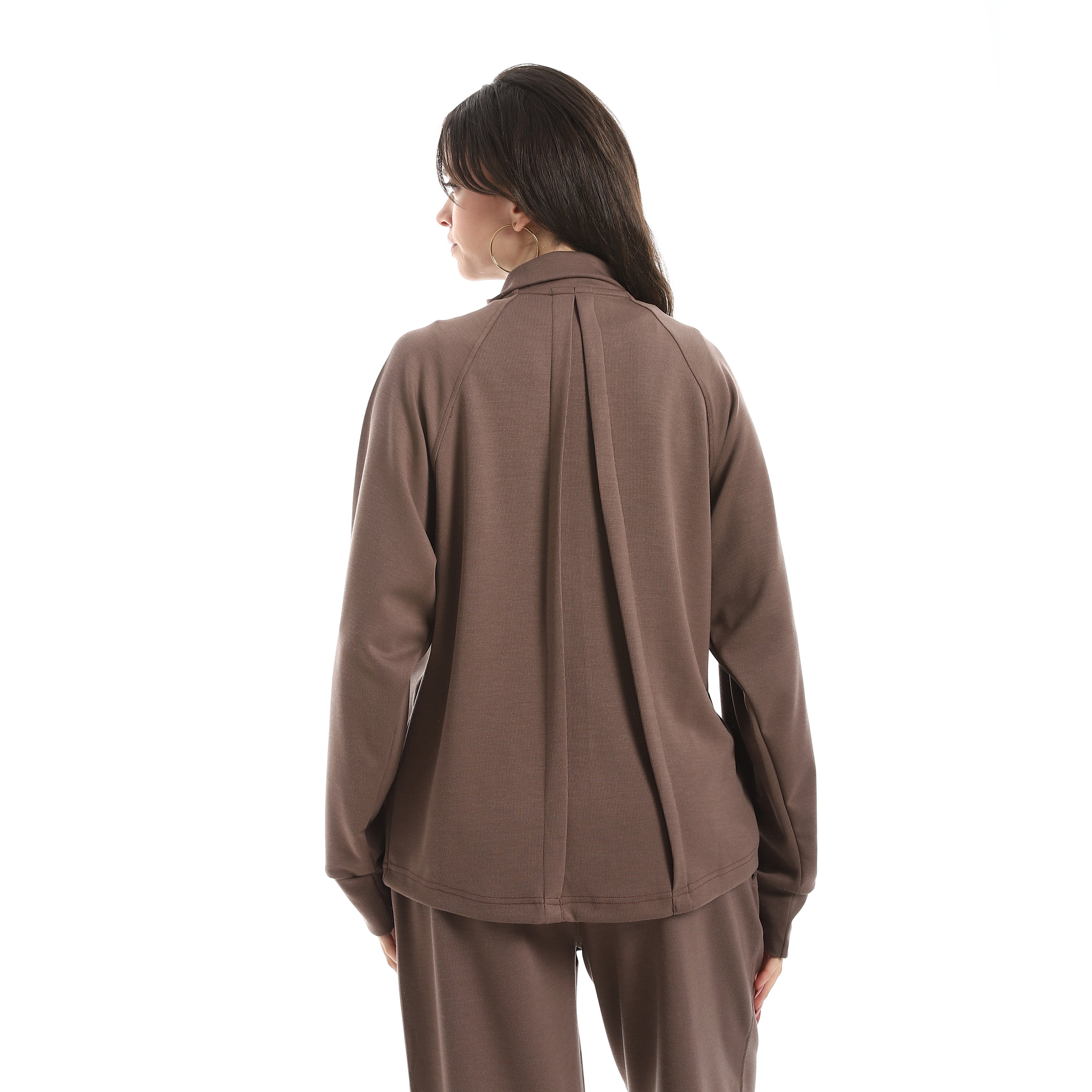 PLEATED BACK TIGHT JACKET - BROWN