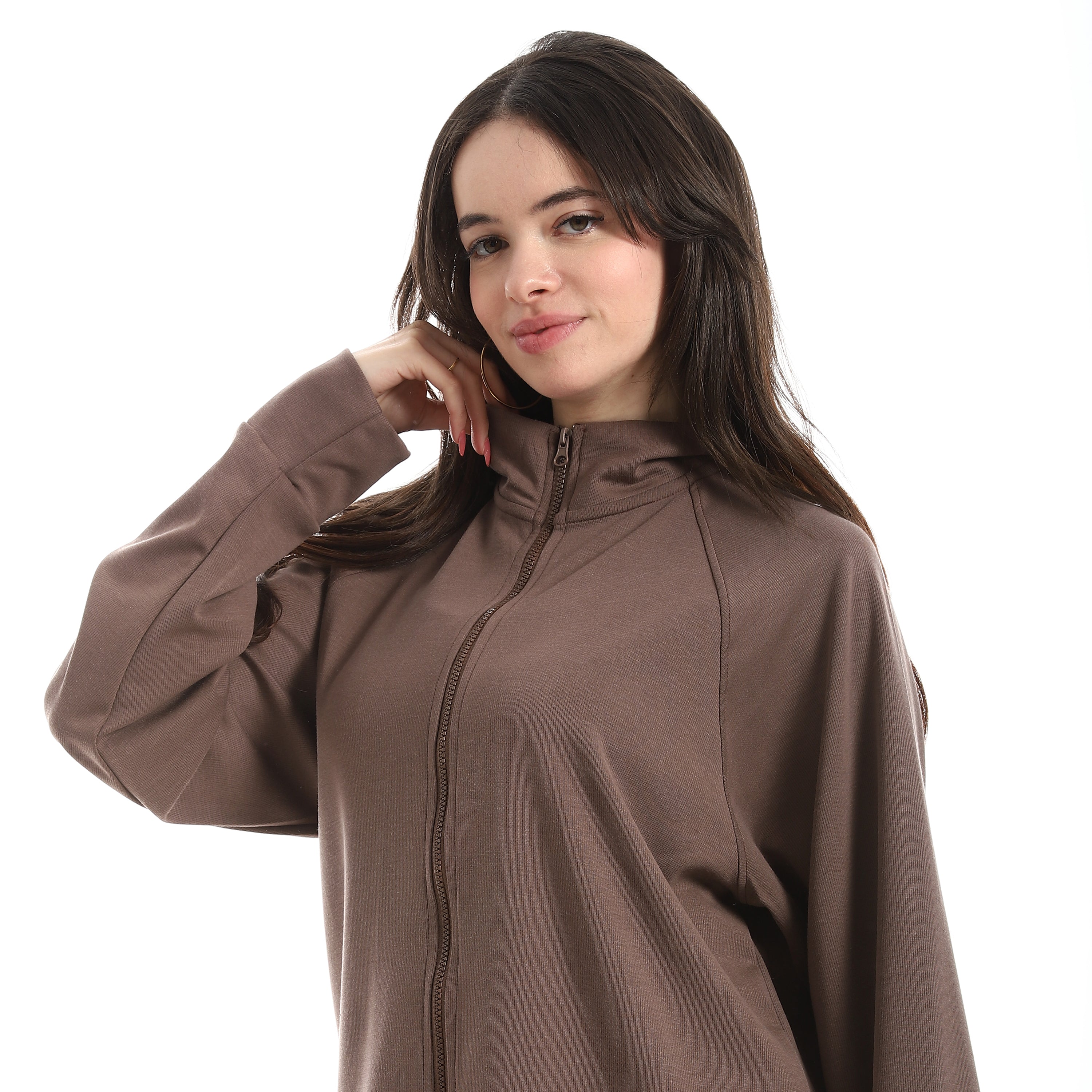 PLEATED BACK TIGHT JACKET - BROWN