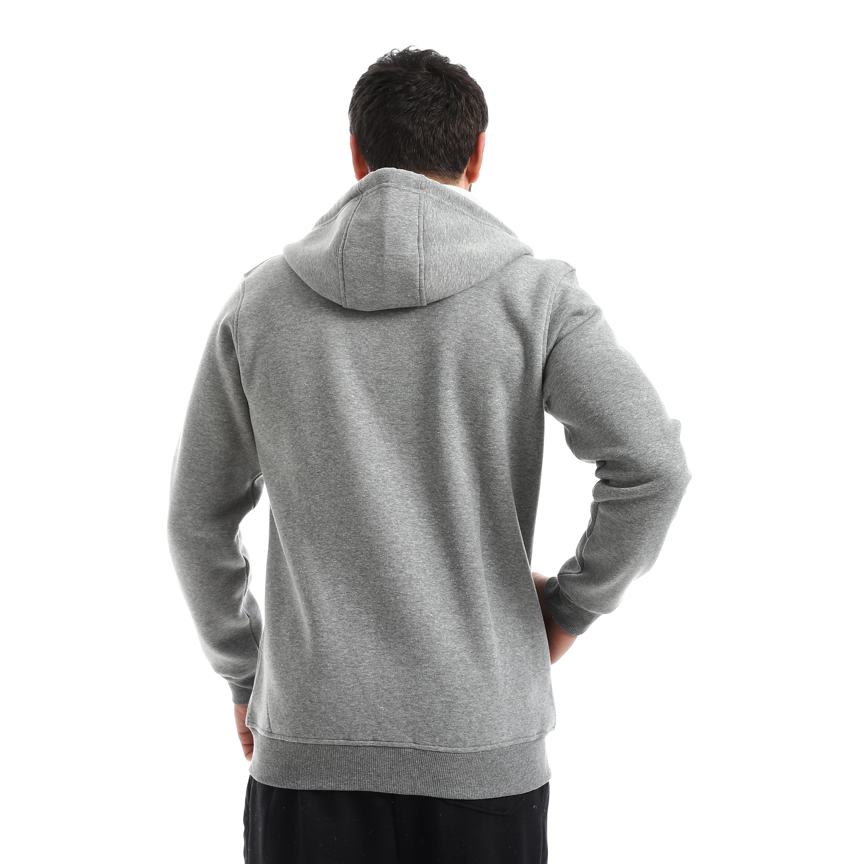 CUTLINE HOODED ZIP JACKET - D.GREY