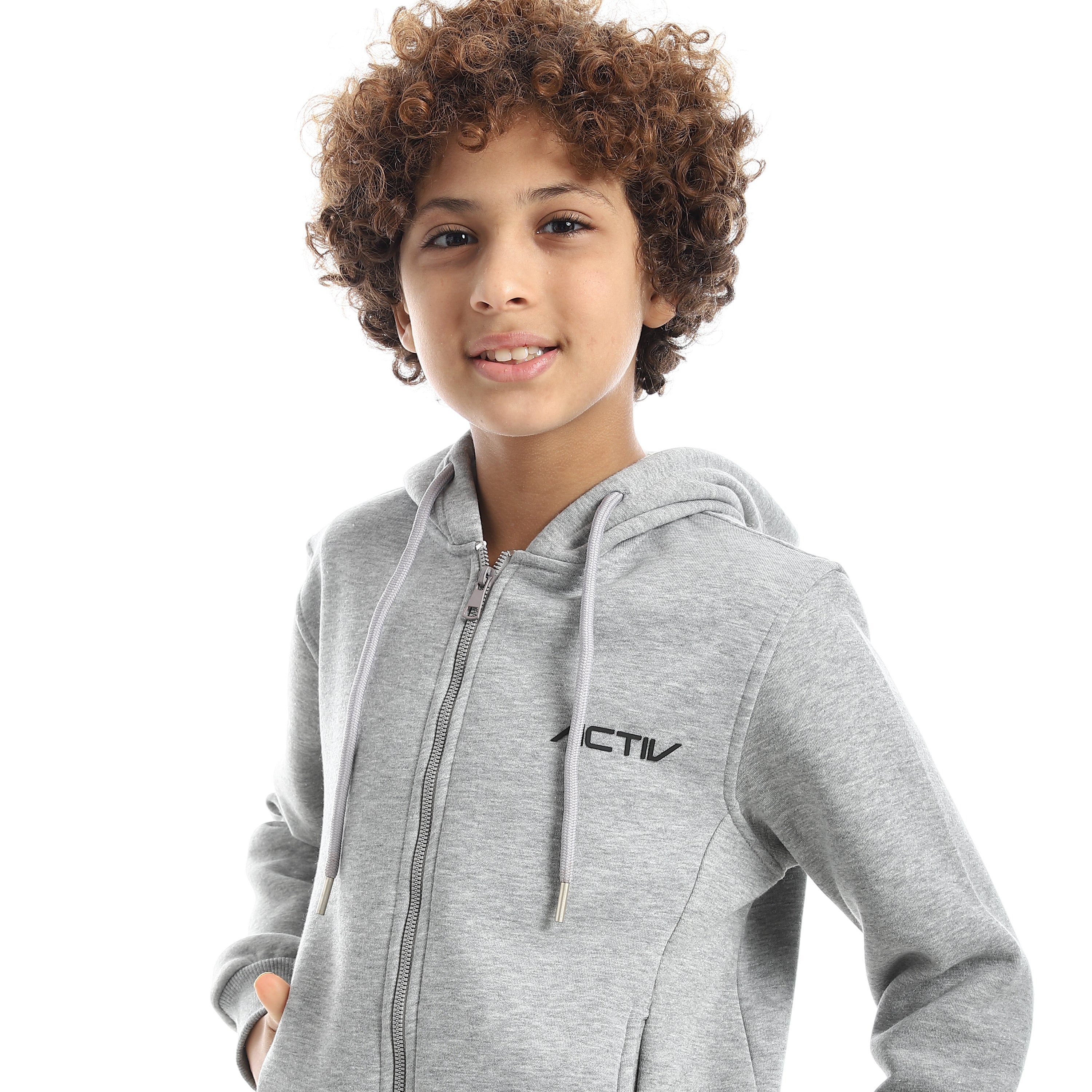 CUTLINE HOODED ZIP JACKET - GREY
