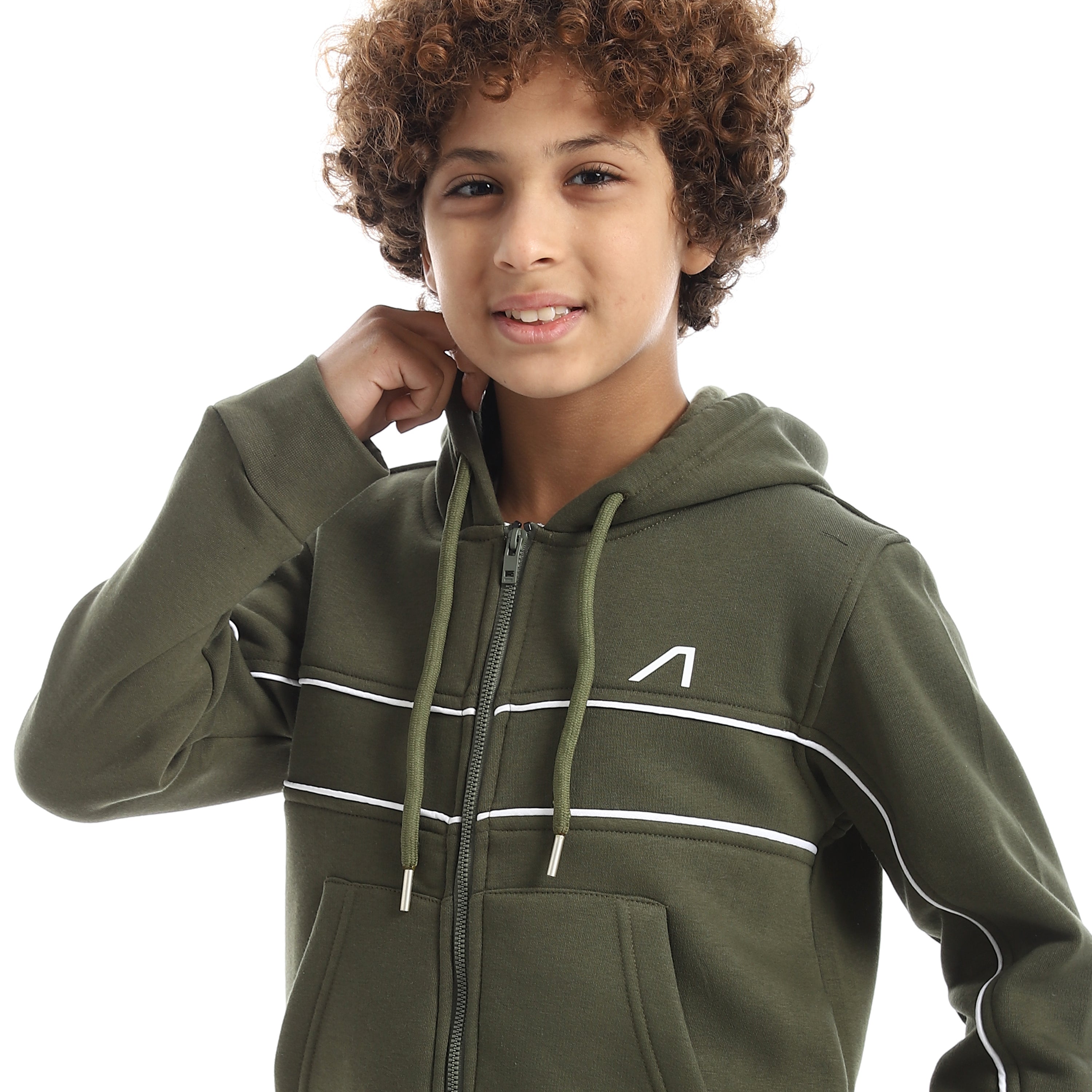 OUTLINE ZIP HOODED JACKET - OLIVE