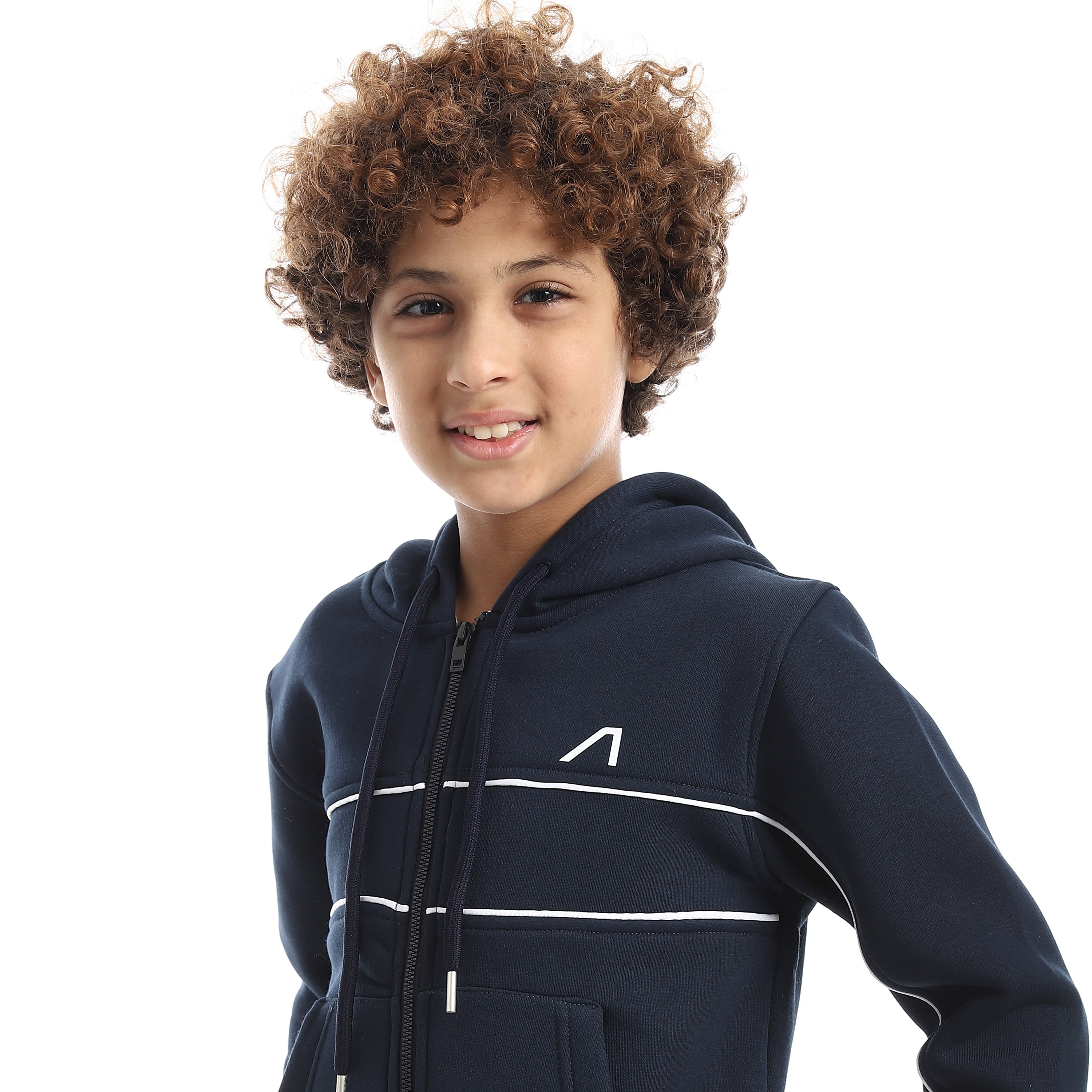 OUTLINE ZIP HOODED JACKET - D.BLUE