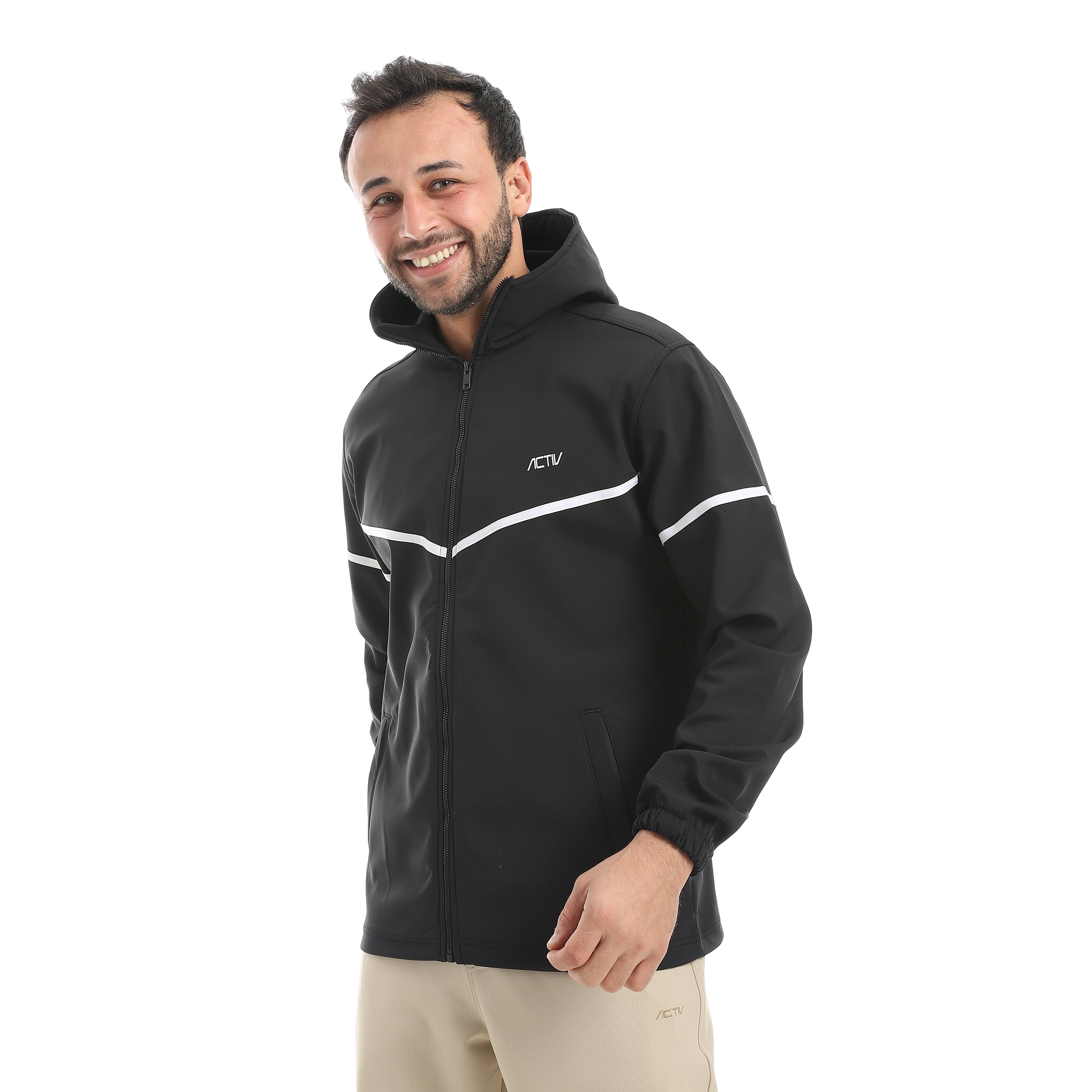 JACKET W. TAPE ON SLEEVE&CHEST - اسود