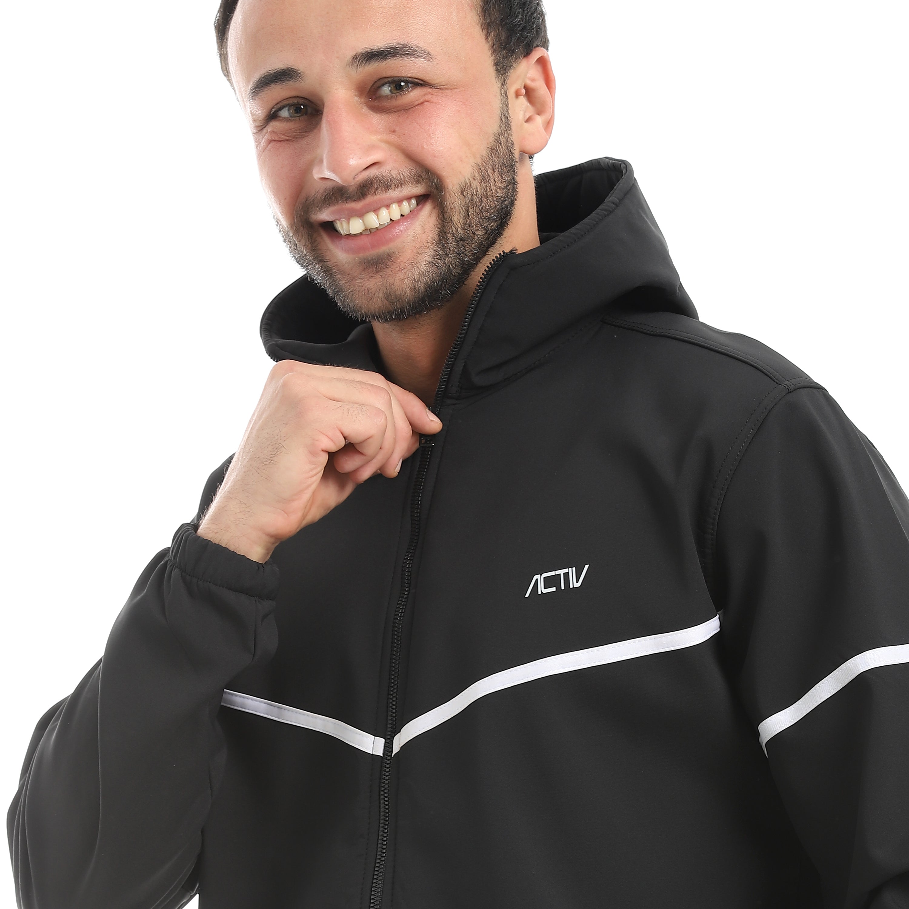 JACKET W. TAPE ON SLEEVE&CHEST - اسود