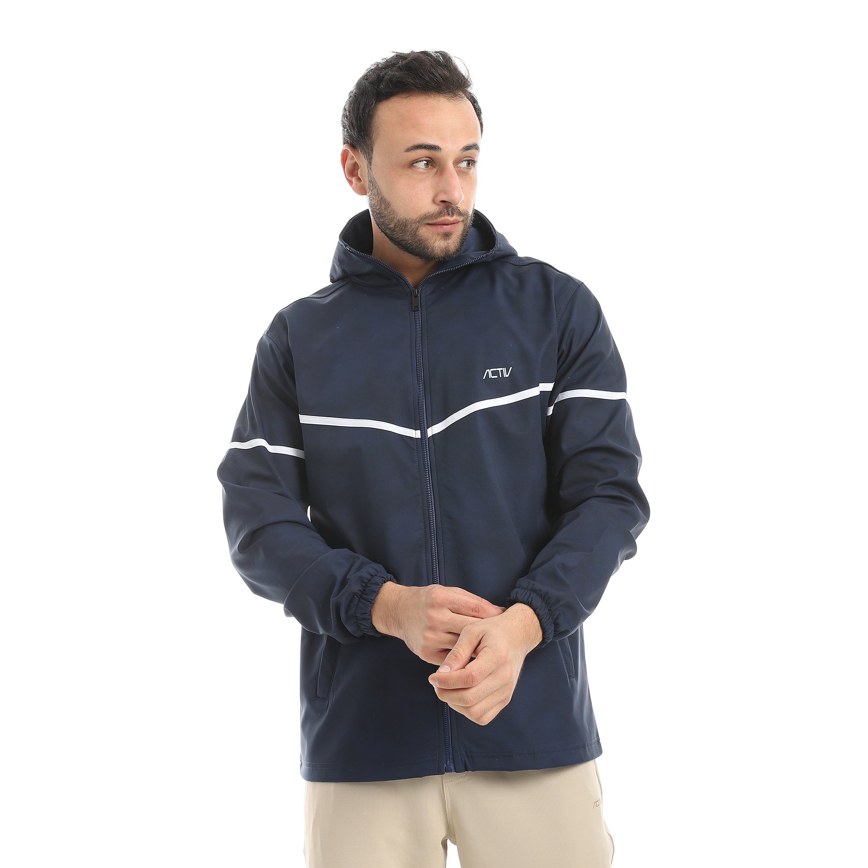 JACKET W. TAPE ON SLEEVE&CHEST - كحلي