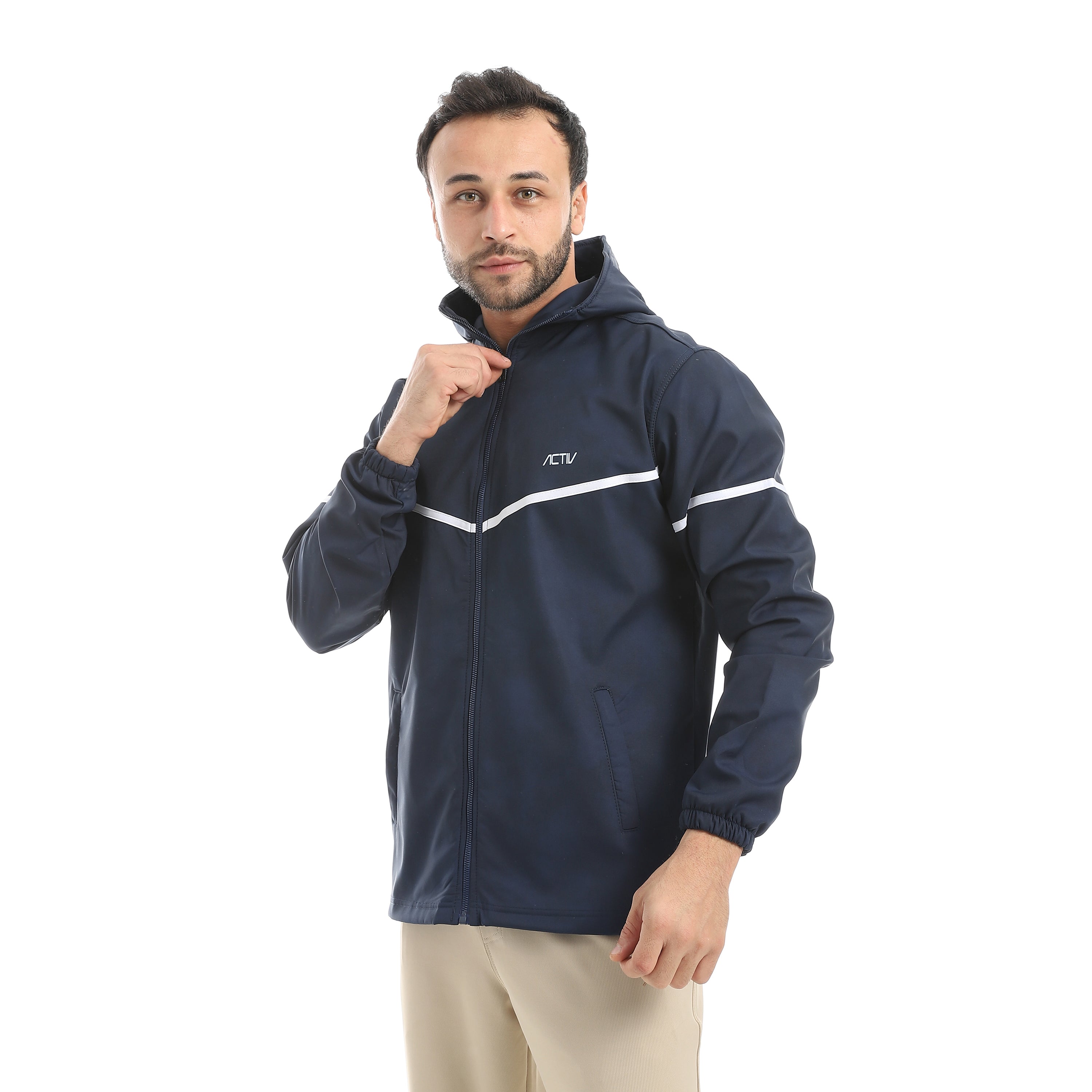 JACKET W. TAPE ON SLEEVE&CHEST - كحلي