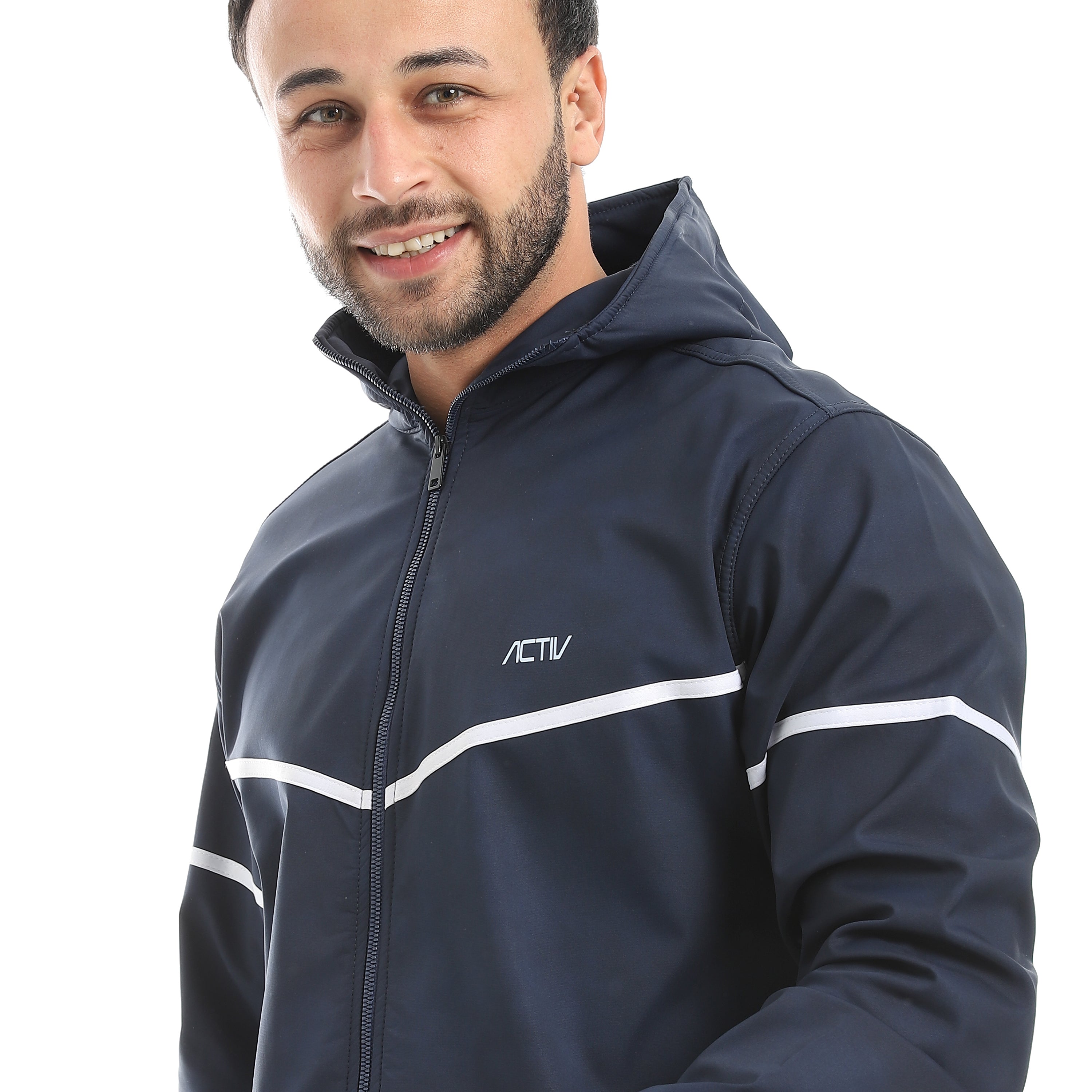 JACKET W. TAPE ON SLEEVE&CHEST - كحلي