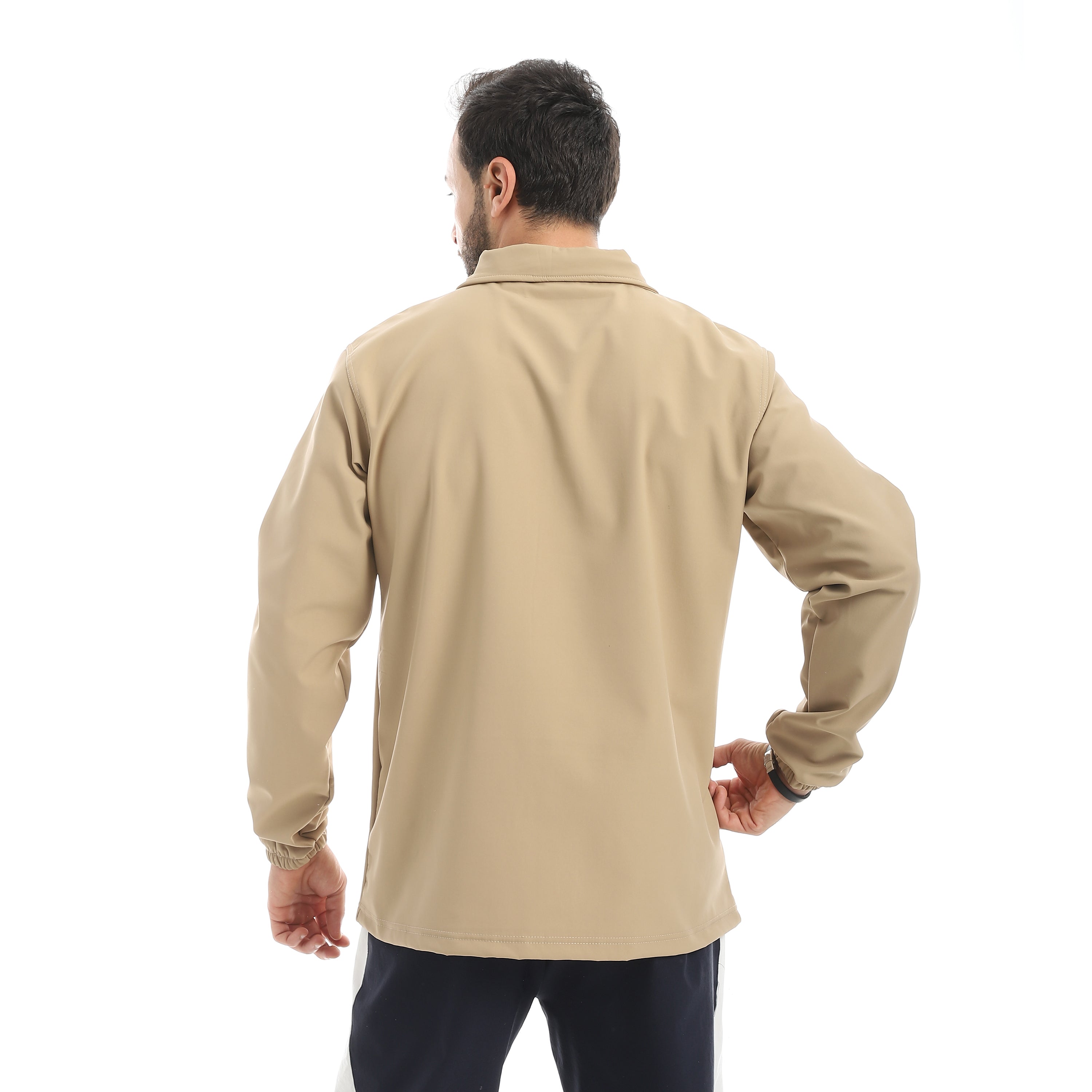 JACKET W. CHEST PANEL AND MESH - بيج