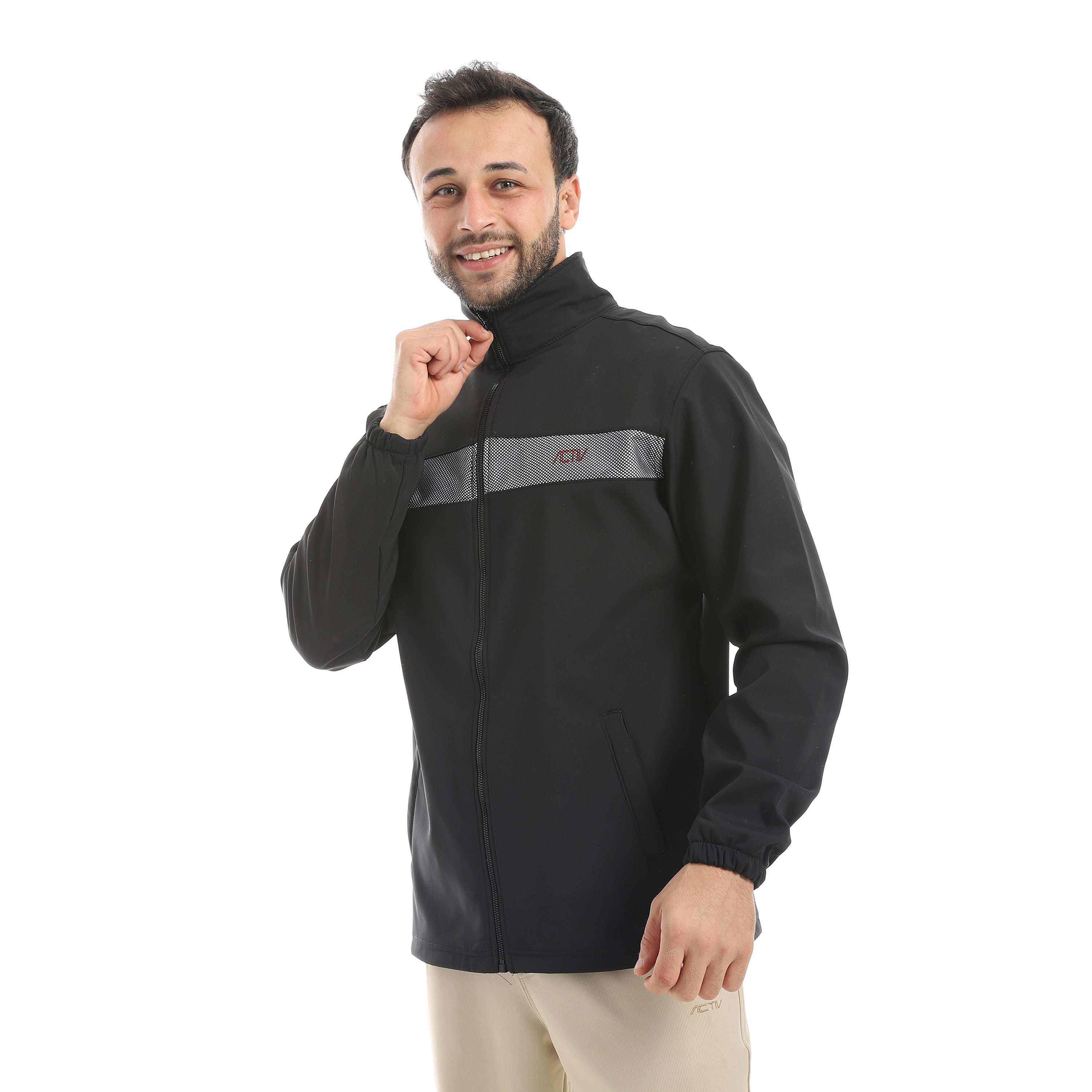 JACKET W. CHEST PANEL AND MESH - اسود