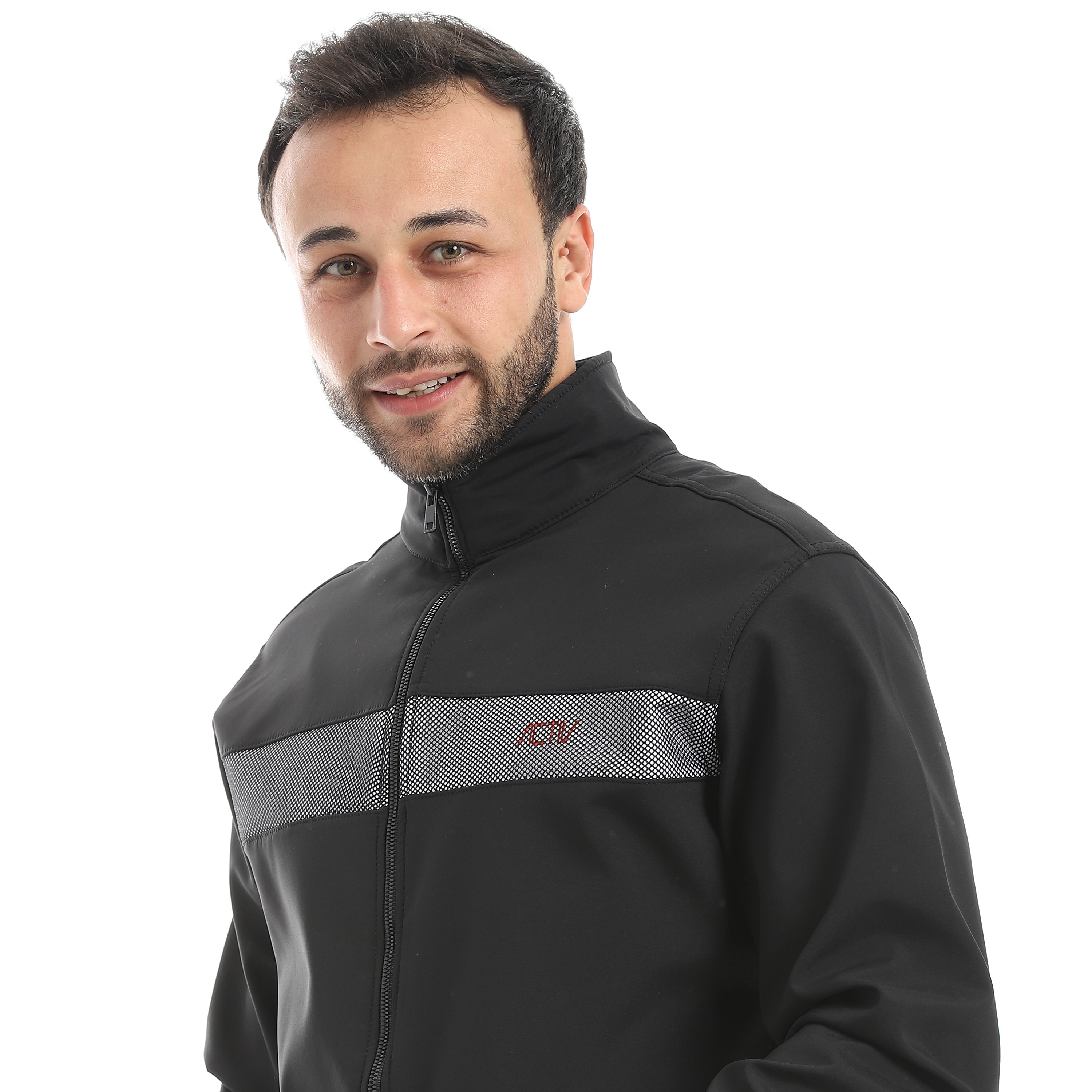 JACKET W. CHEST PANEL AND MESH - اسود