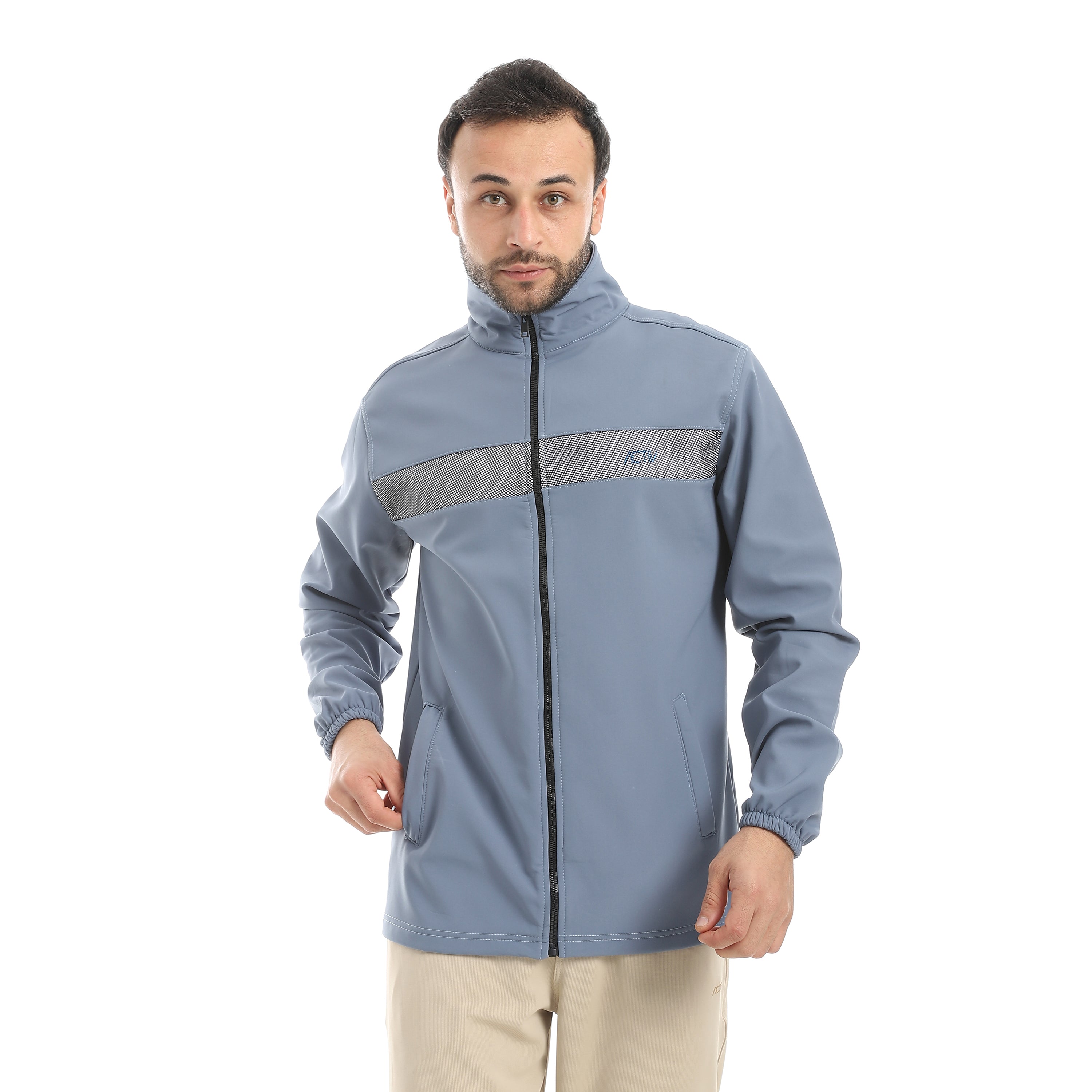 JACKET W. CHEST PANEL AND MESH - رمادي