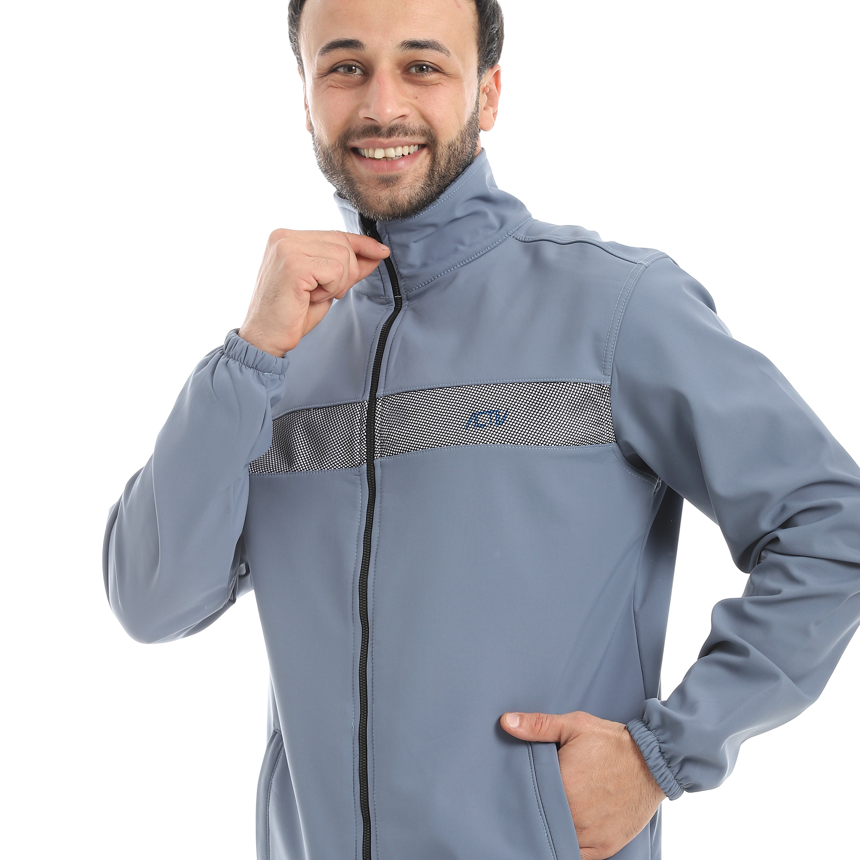 JACKET W. CHEST PANEL AND MESH - رمادي