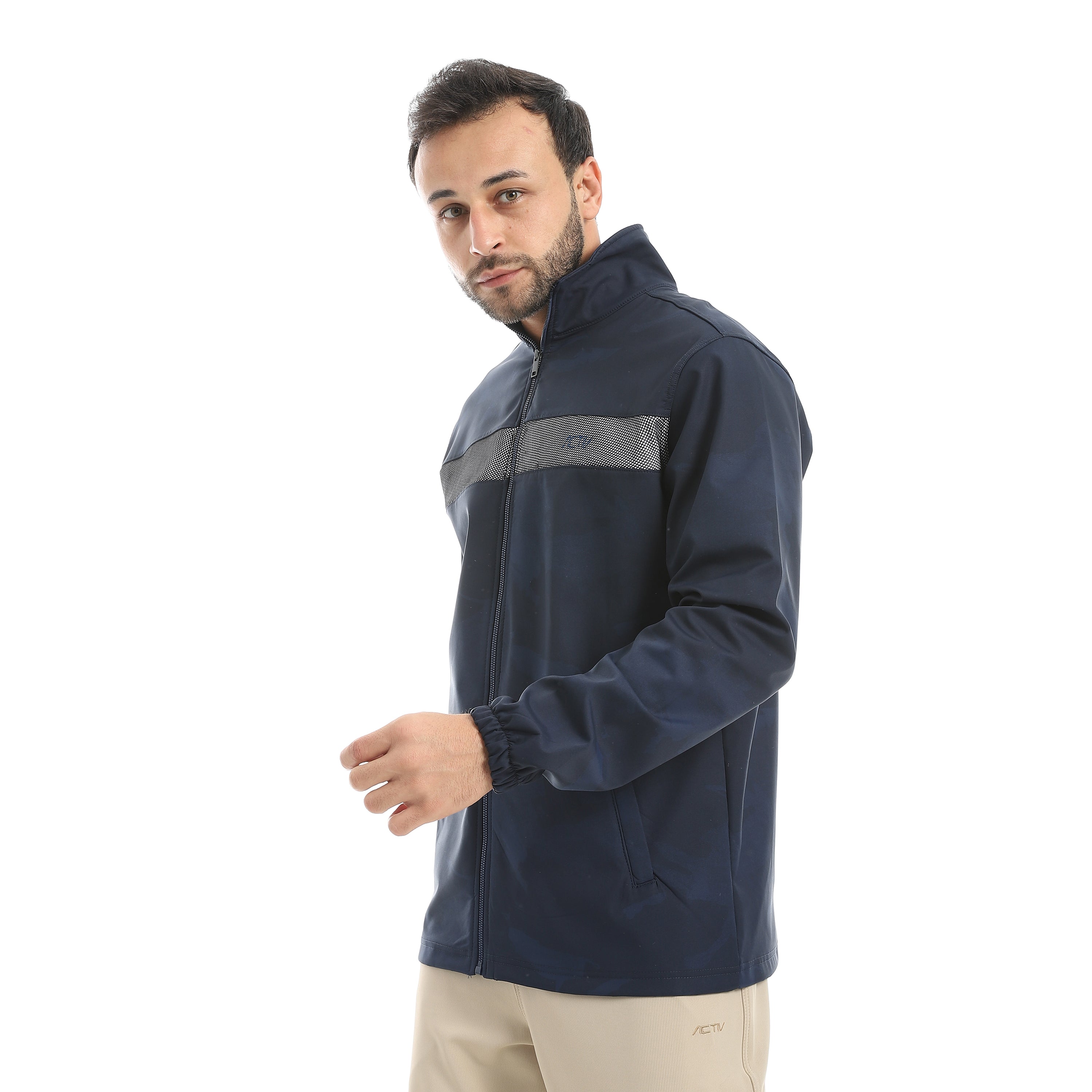 JACKET W. CHEST PANEL AND MESH - كحلي