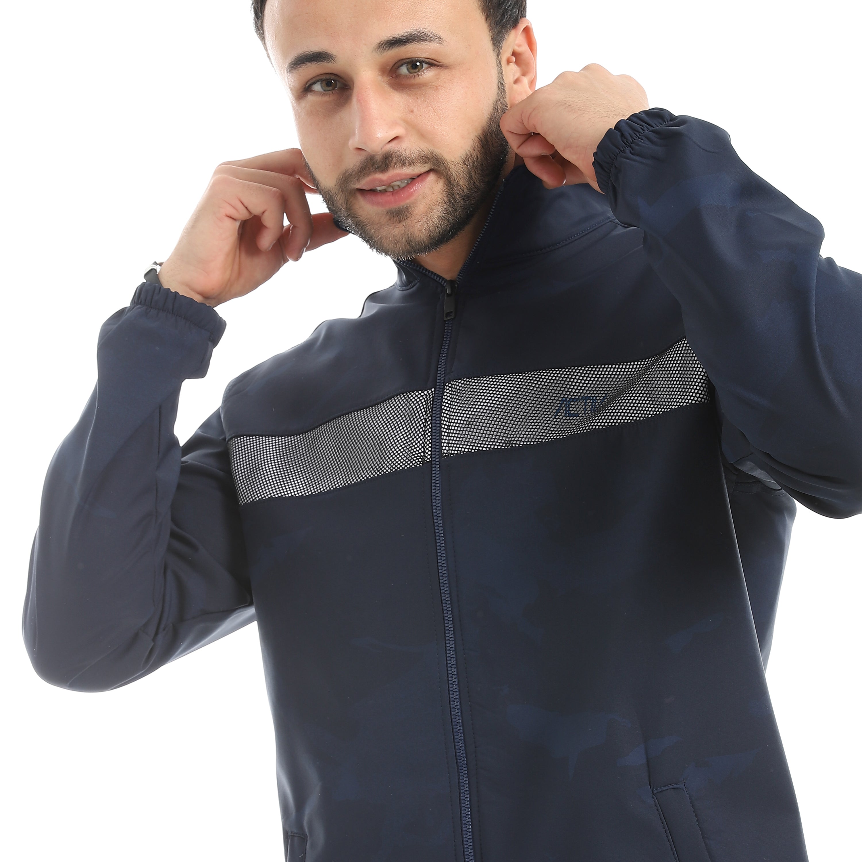 JACKET W. CHEST PANEL AND MESH - كحلي