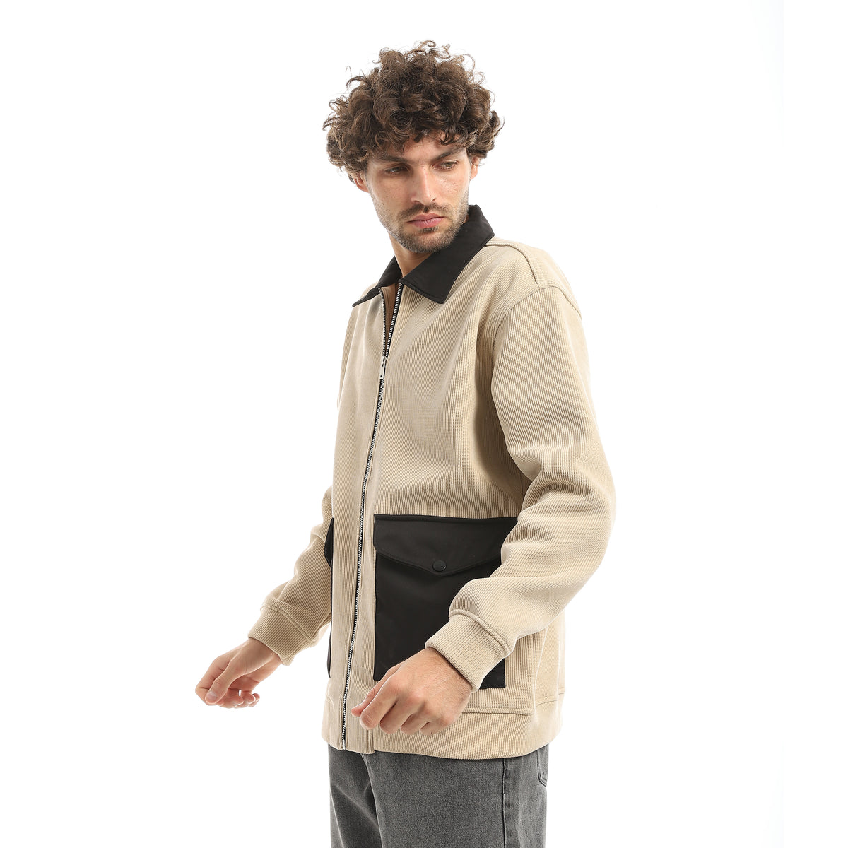ACTIV MEN'S COLLAR JACKET - بيج