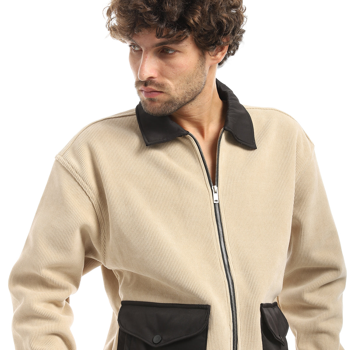 ACTIV MEN'S COLLAR JACKET - بيج