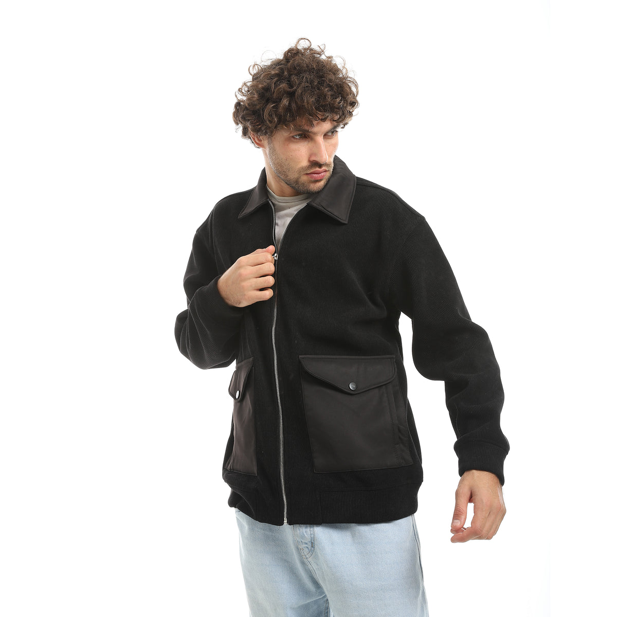 ACTIV MEN'S COLLAR JACKET - BLACK