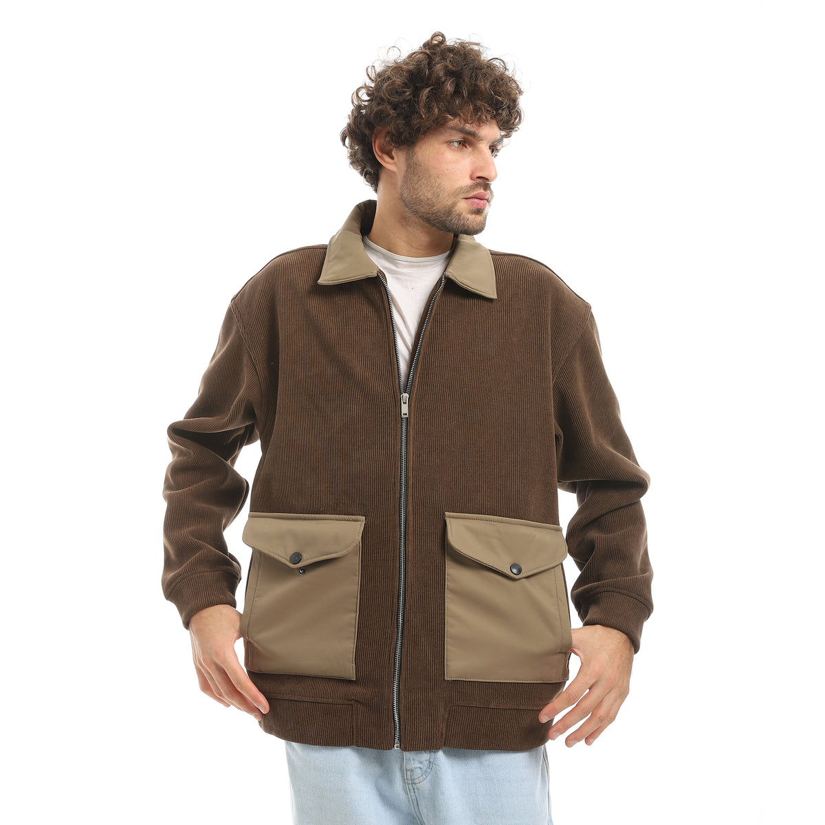 ACTIV MEN'S COLLAR JACKET - BROWN