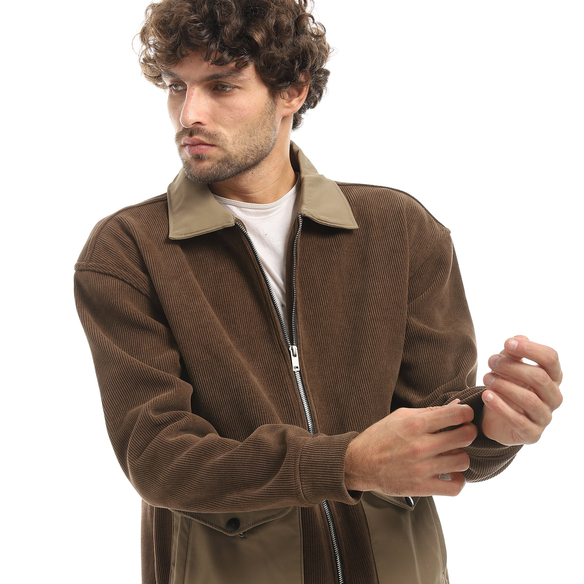 ACTIV MEN'S COLLAR JACKET - BROWN