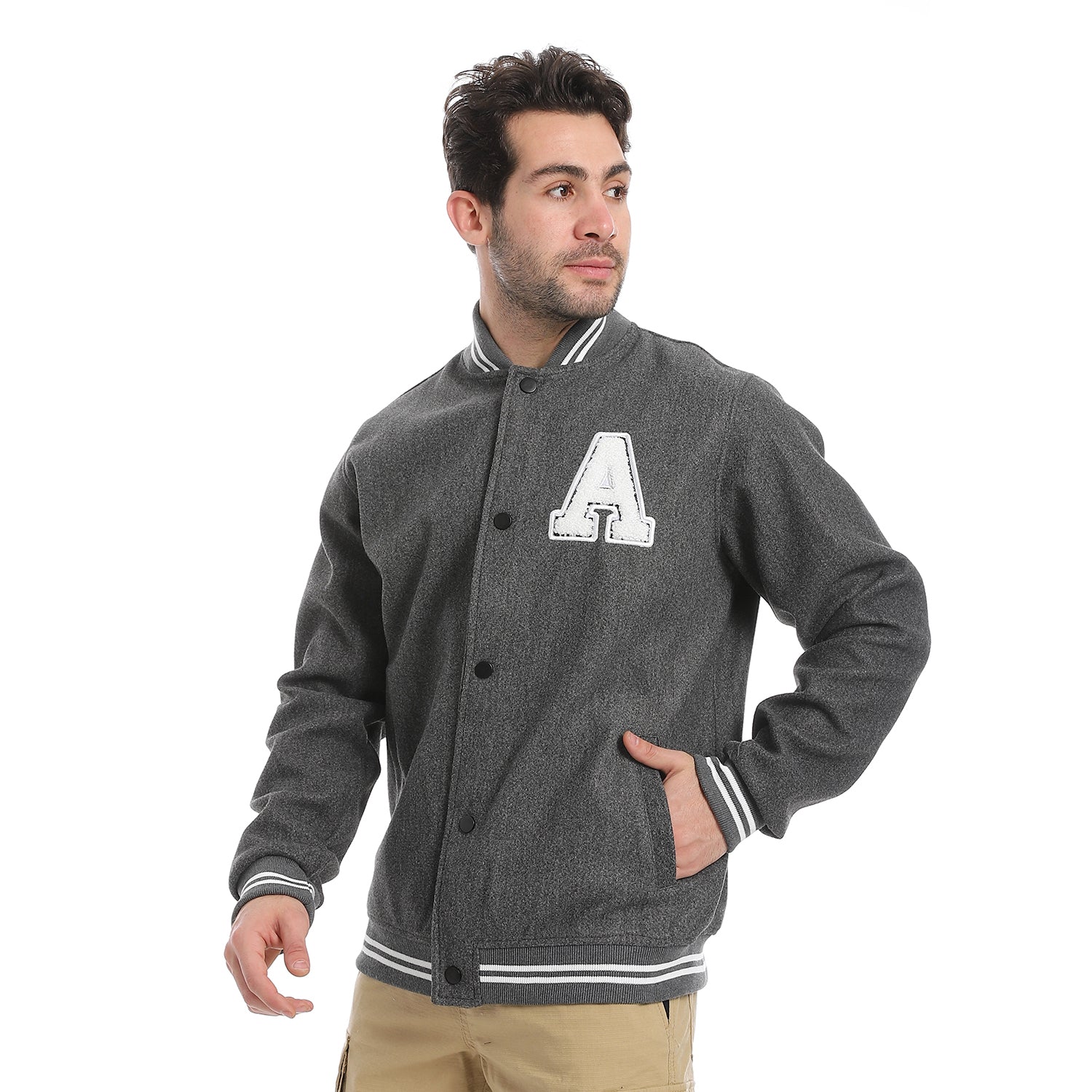 ACTIV BASIC BASEBALL JACKET - D.GREY