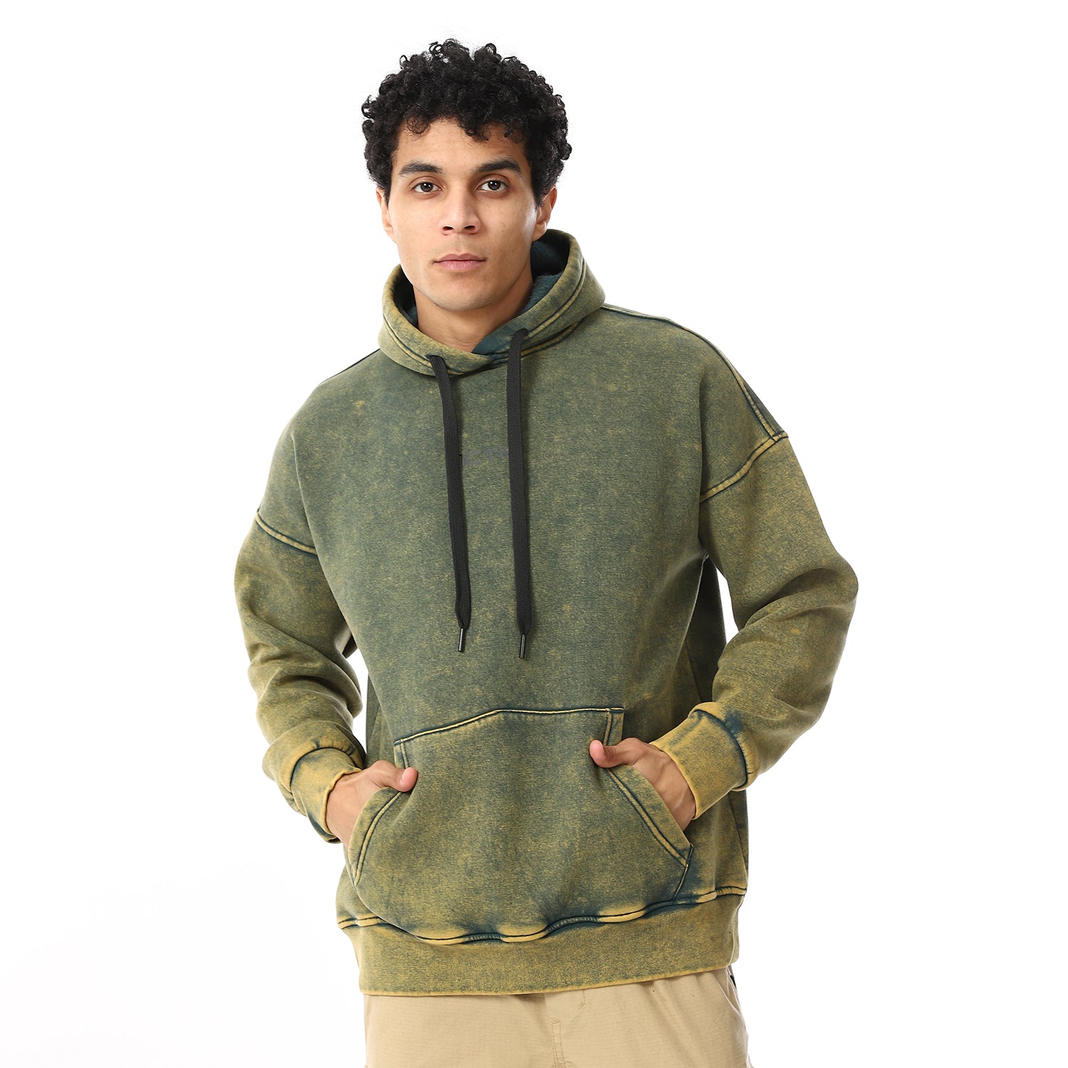 GREEN WASHED HOODIE - GREEN