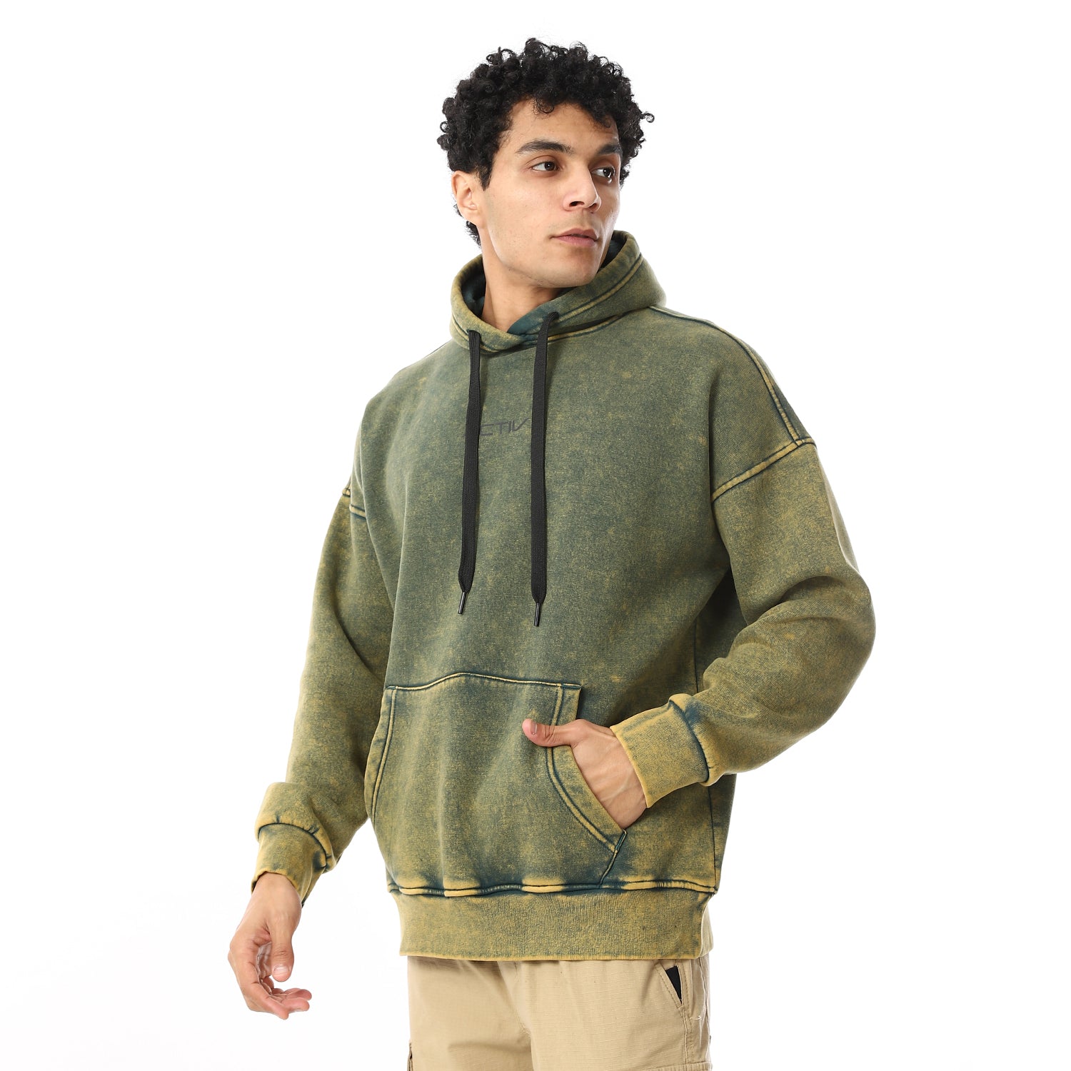 GREEN WASHED HOODIE - GREEN 